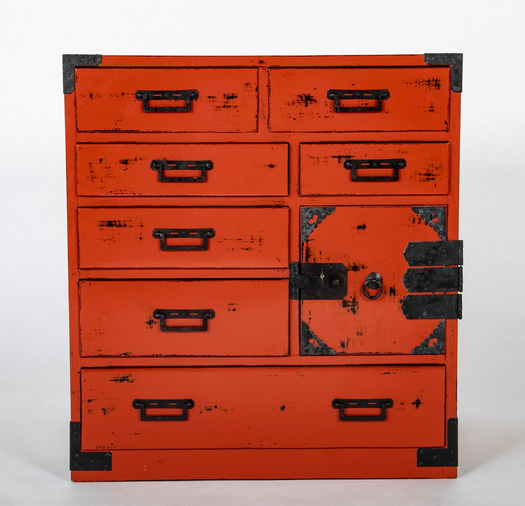 Japanese Red Lacquered "Choba Dansu" - Merchant's Storage Chest