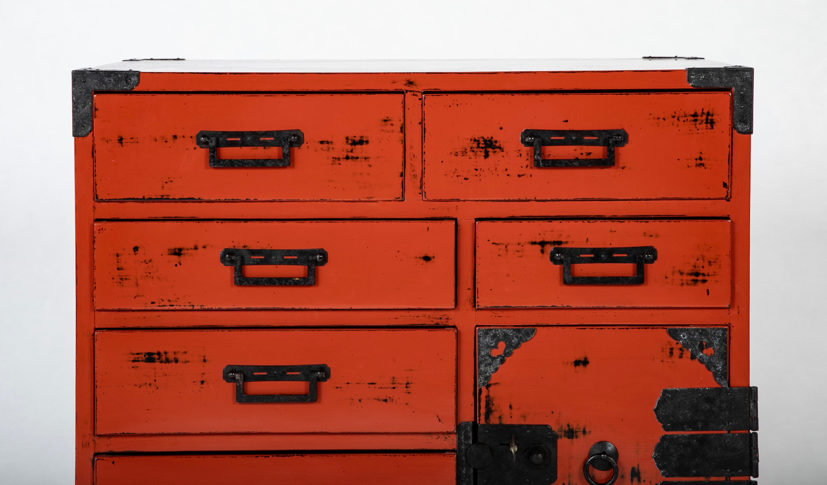 Japanese Red Lacquered "Choba Dansu" - Merchant's Storage Chest
