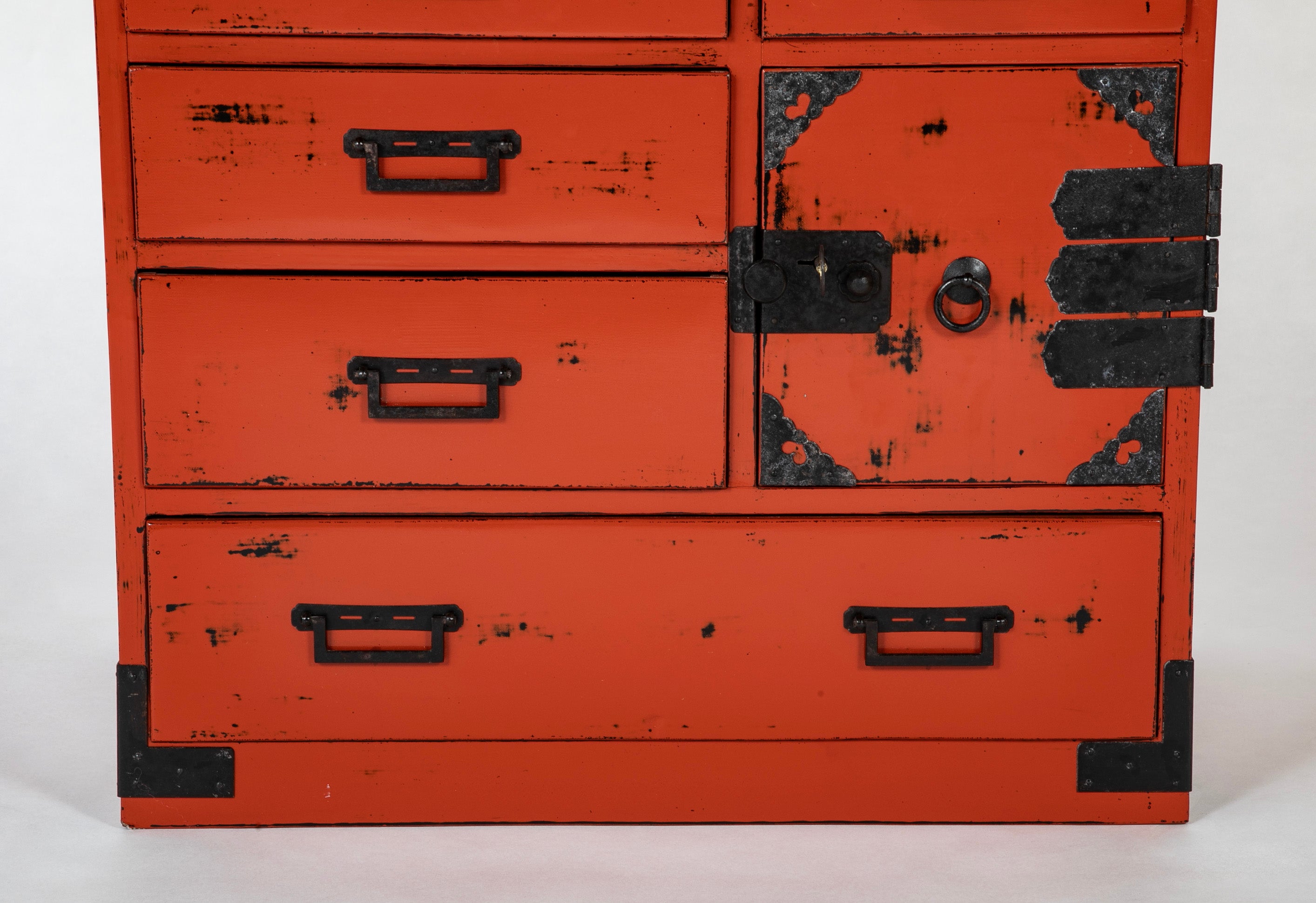 Japanese Red Lacquered "Choba Dansu" - Merchant's Storage Chest