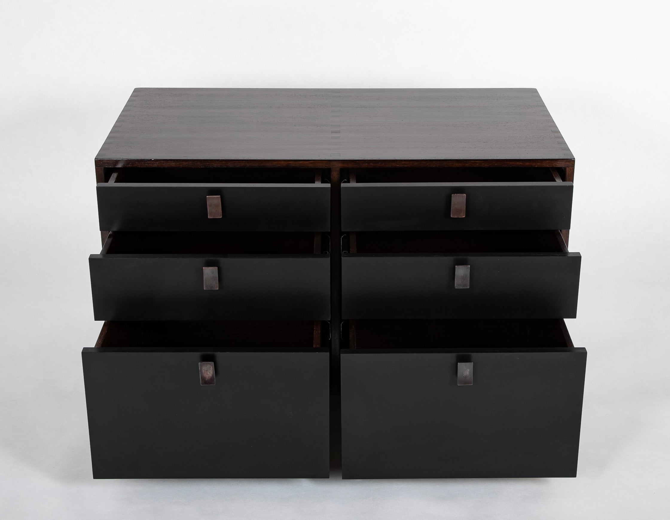 Jules Wabbes Chest of Wenge & Lacquered Wood with Bronze Fittings
