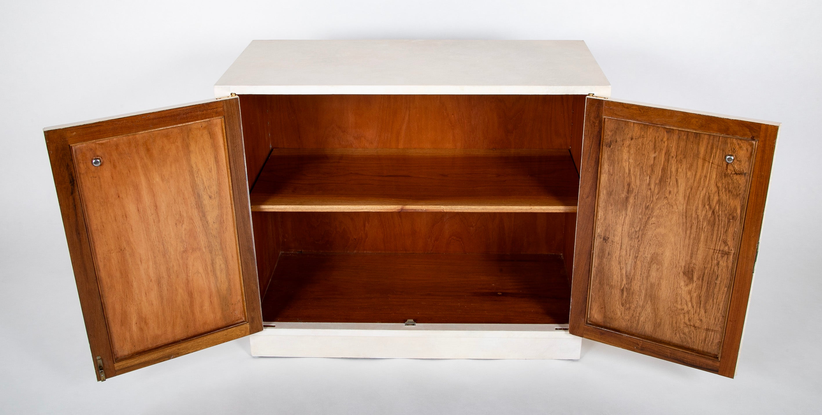 Pair of Two Door Parchment Cabinets in the Manner of Samuel Marx