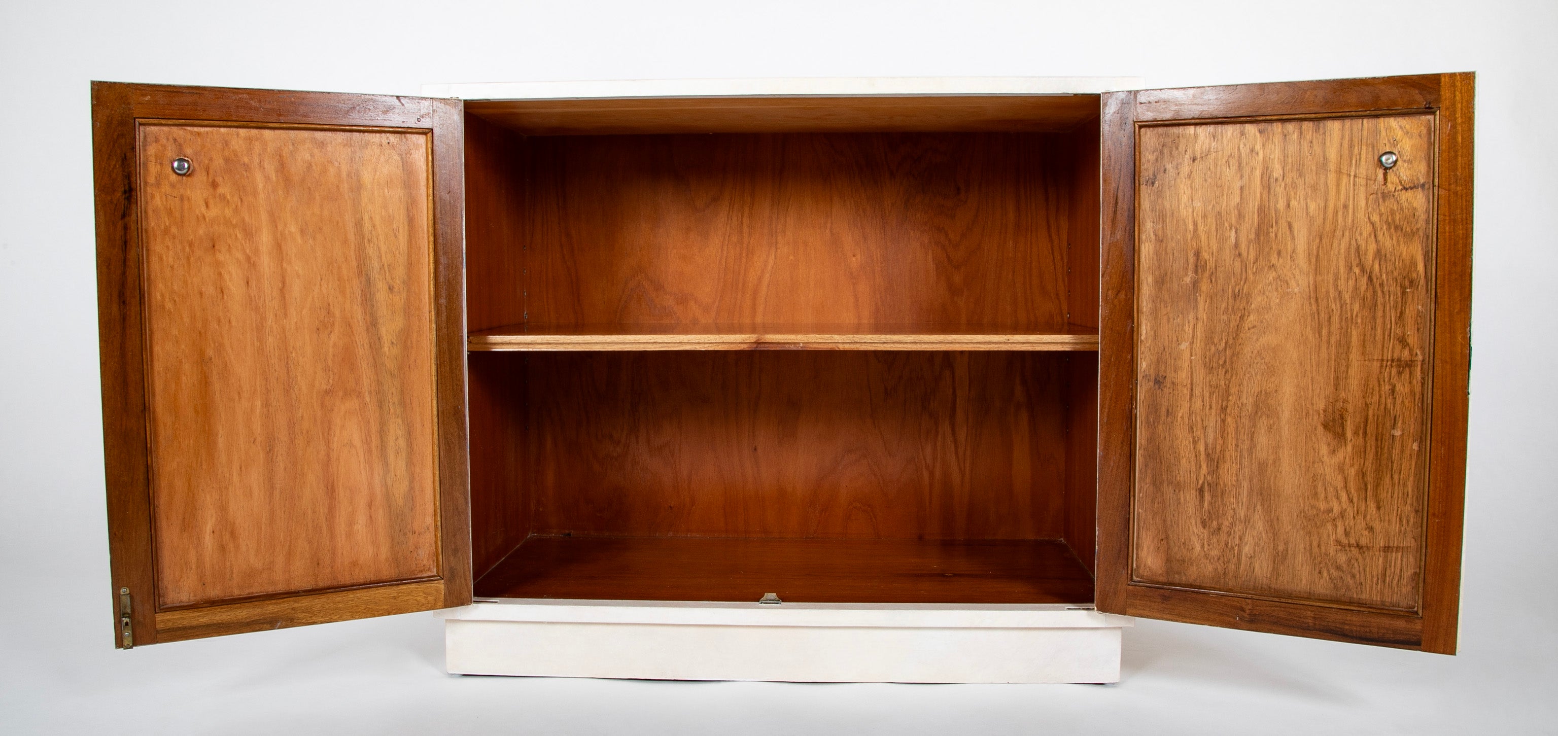 Pair of Two Door Parchment Cabinets in the Manner of Samuel Marx