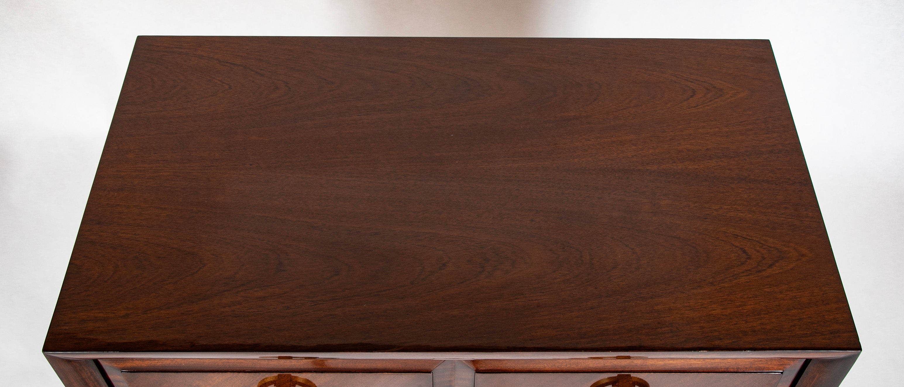 Pair of T. H. Robsjohn-Gibbings Mahogany Three Drawer Chests