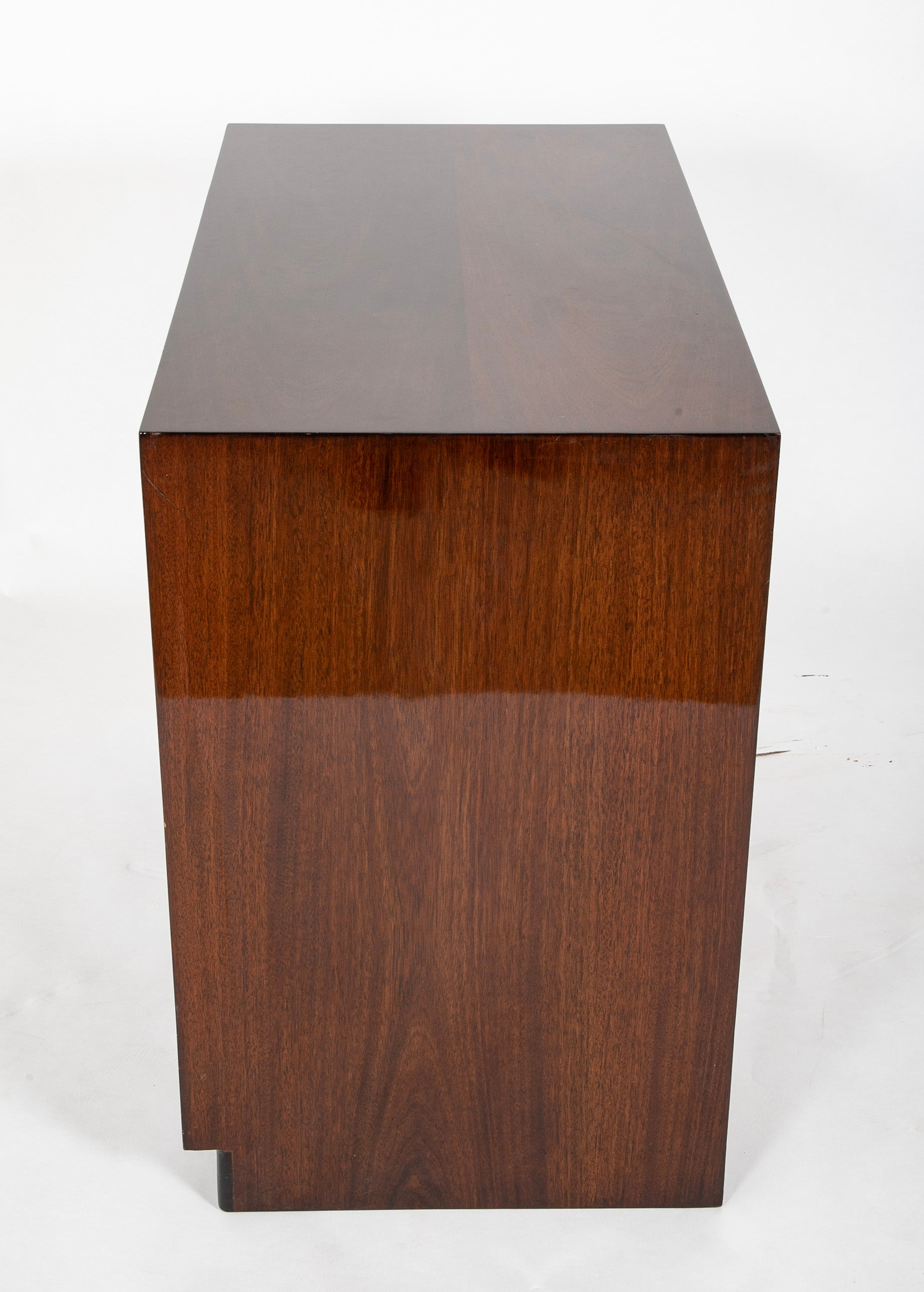 Pair of T. H. Robsjohn-Gibbings Mahogany Three Drawer Chests