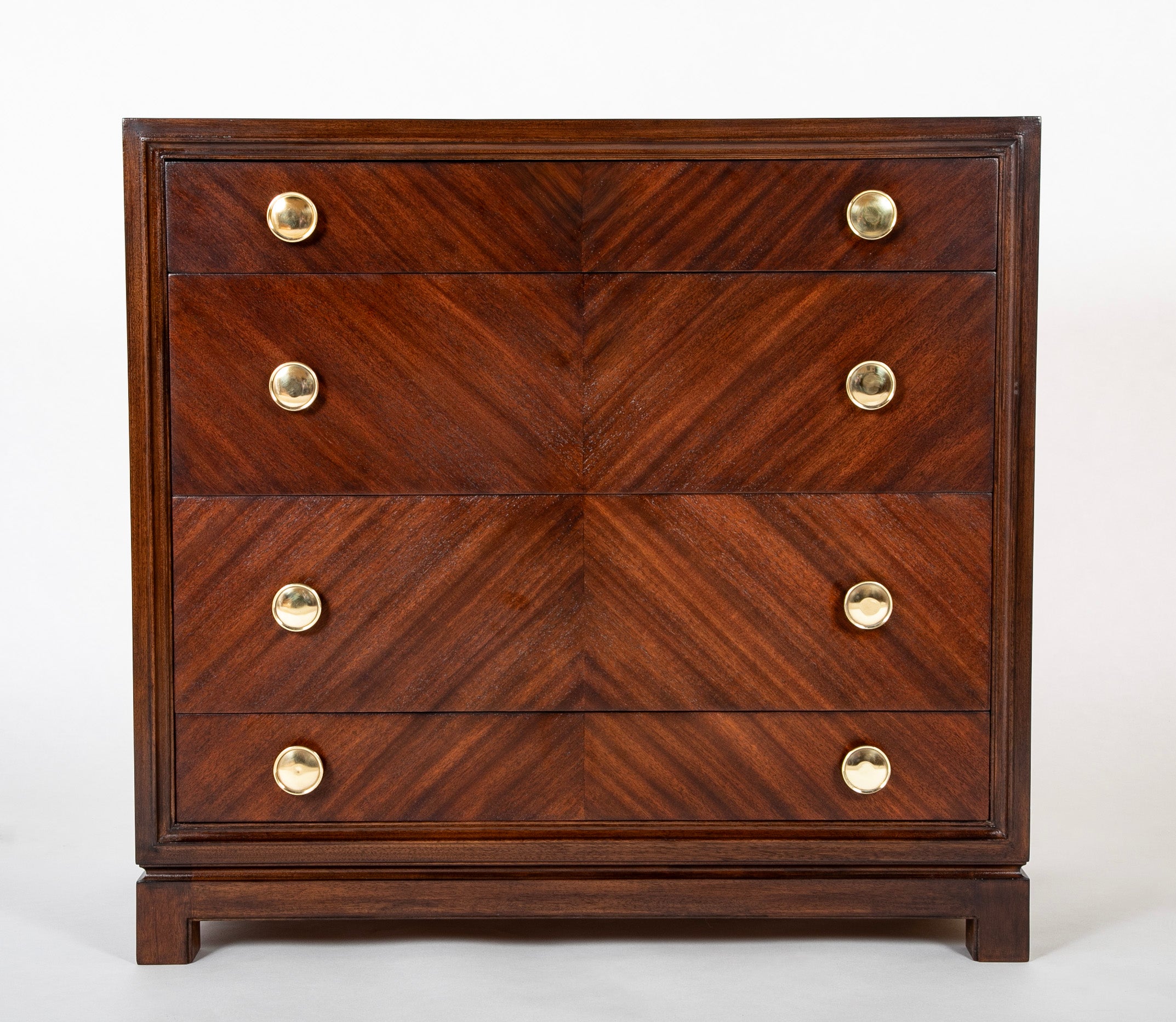 Pair of Mahogany & Brass Chests by Tommi Parzinger for Charak Modern