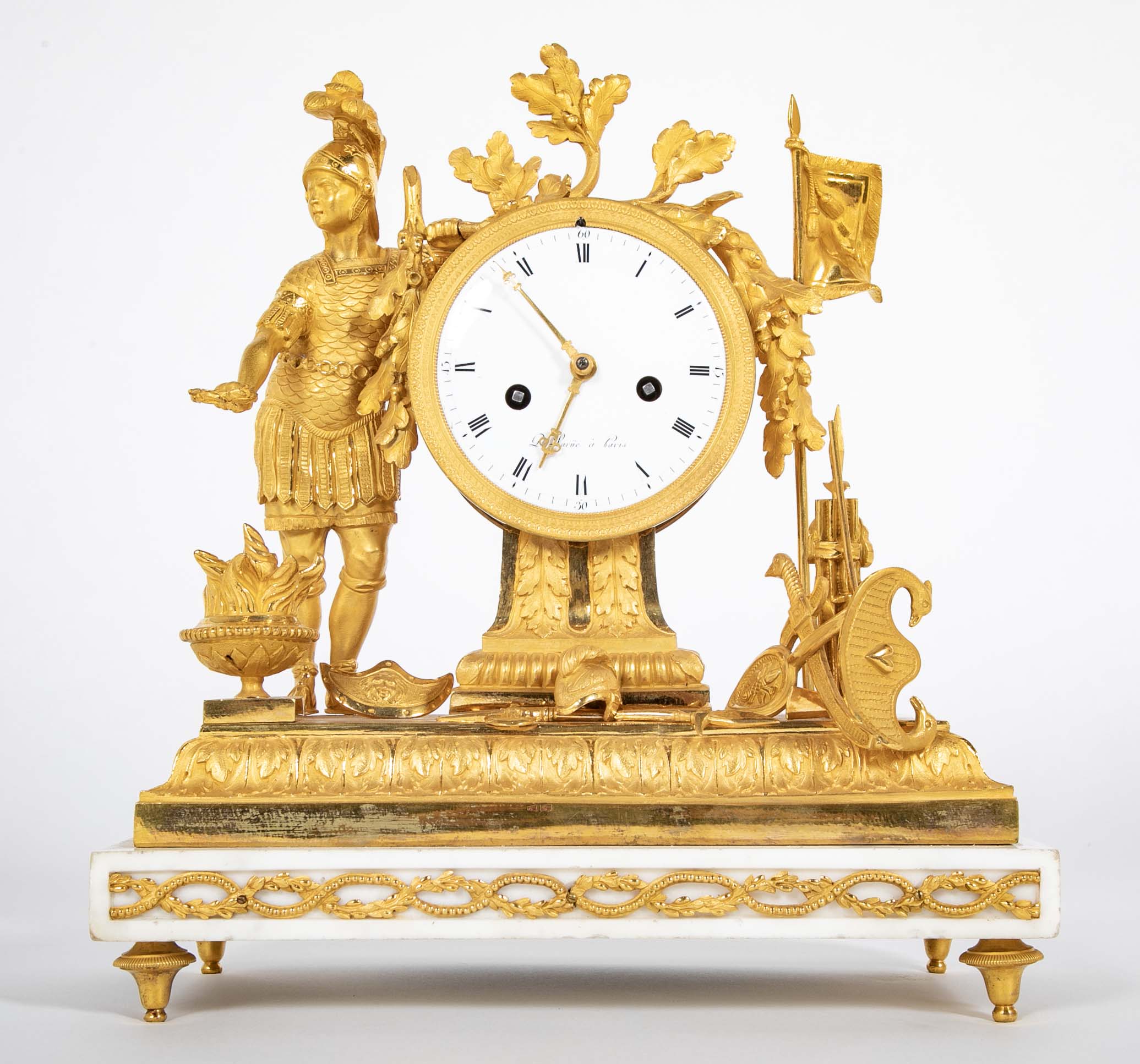 French Ormulu Mantel Clock Representing Aeneas