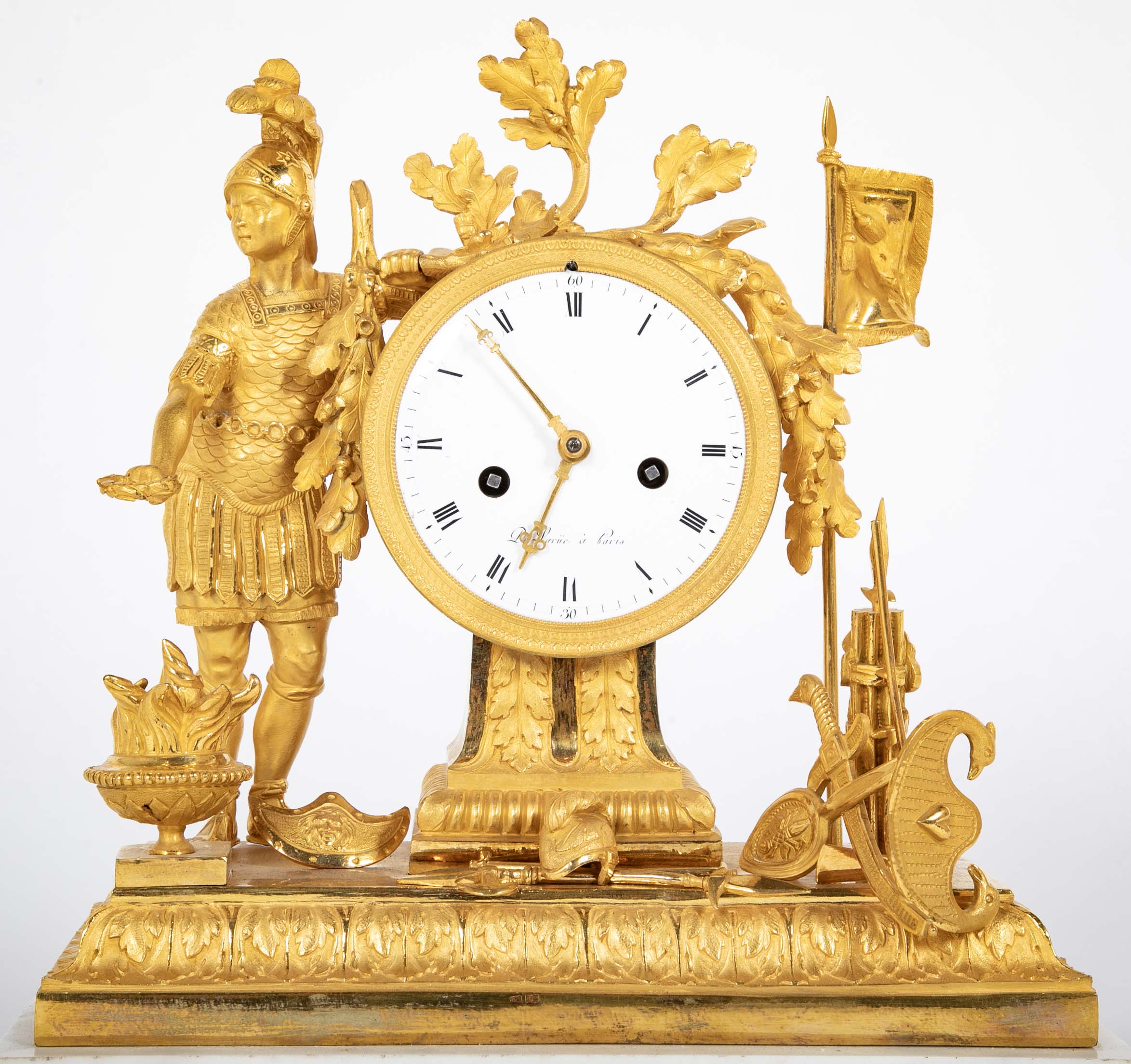 French Ormulu Mantel Clock Representing Aeneas