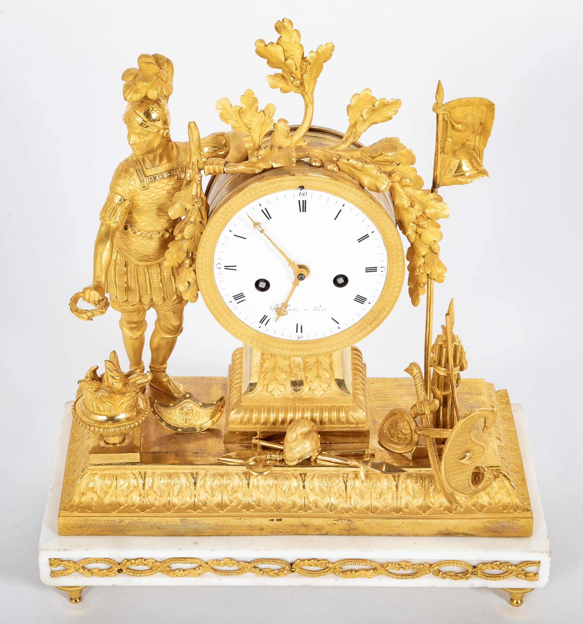 French Ormulu Mantel Clock Representing Aeneas