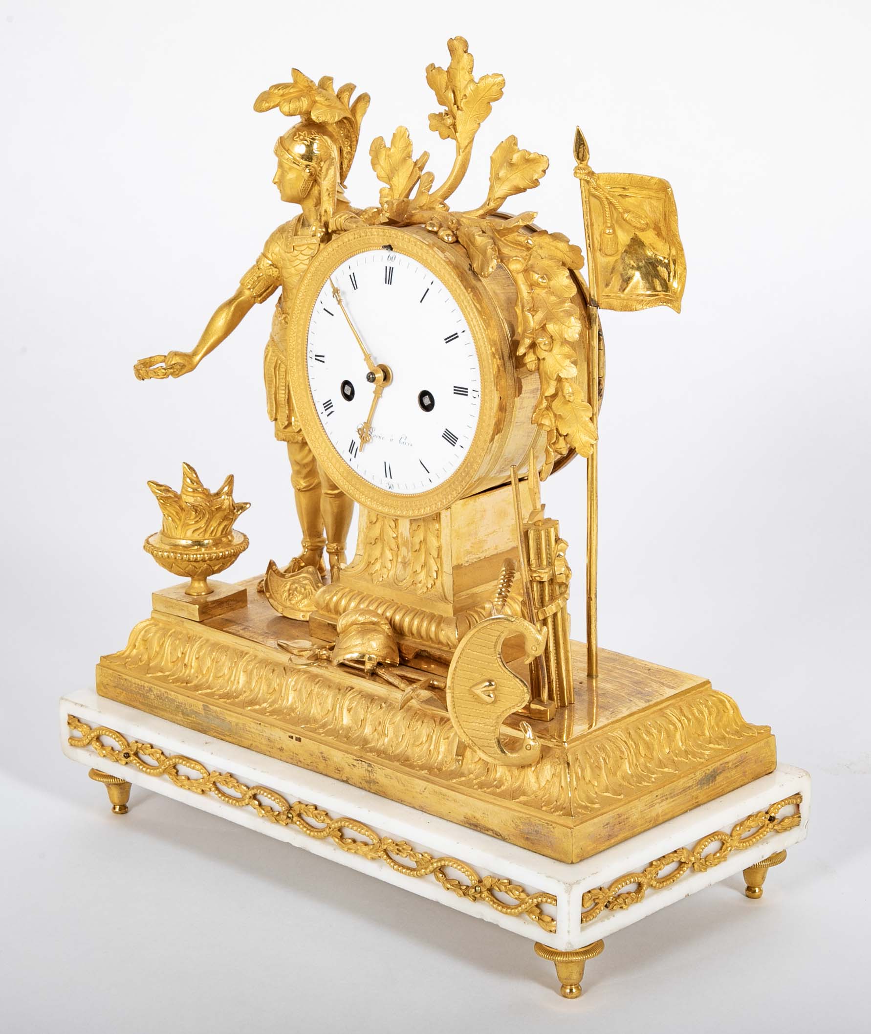French Ormulu Mantel Clock Representing Aeneas