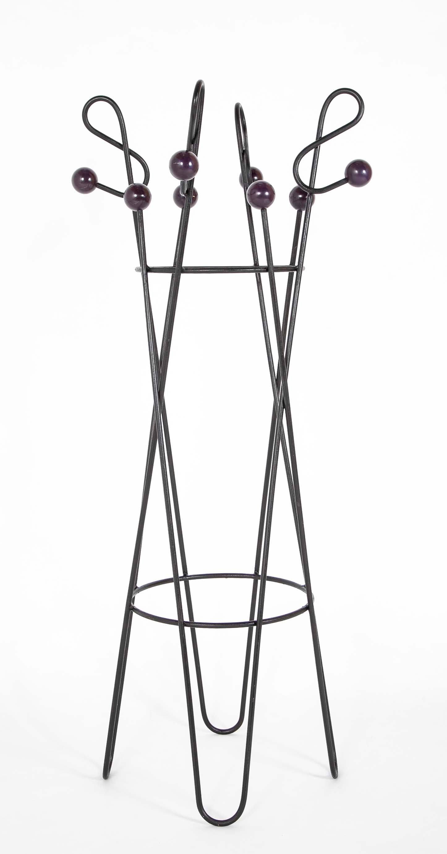Bent Black Lacquered Metal "G Clef" Coat Rack in the Style of Roger Feraud