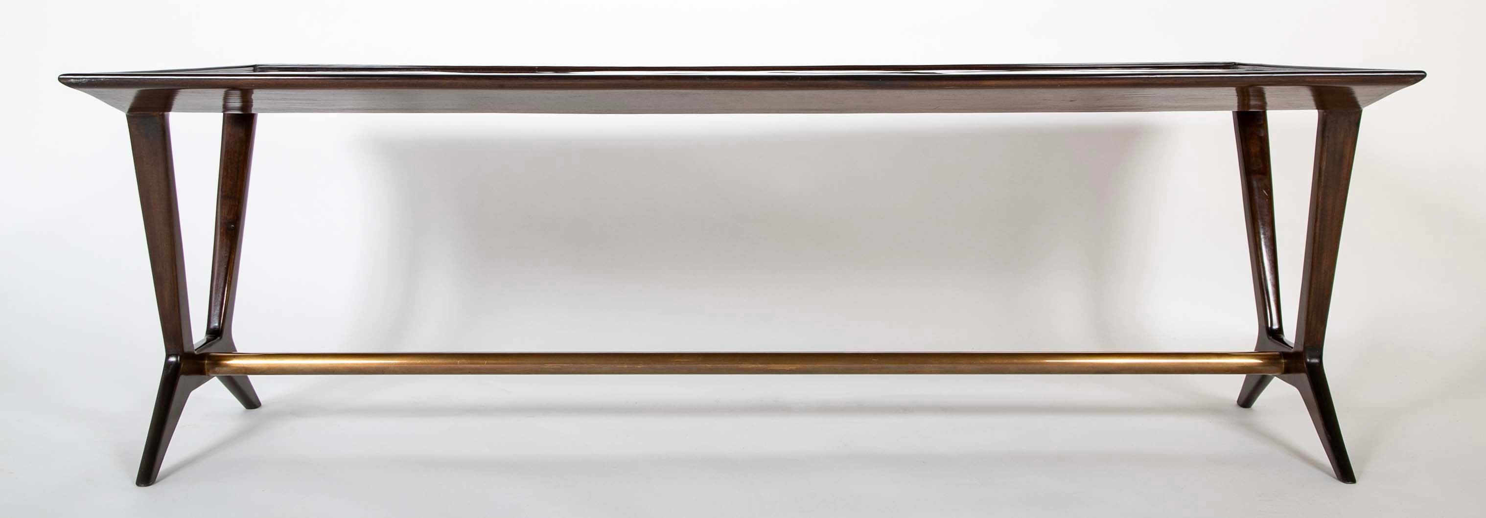 Walnut and Brass Coffee Table for Galtrucco