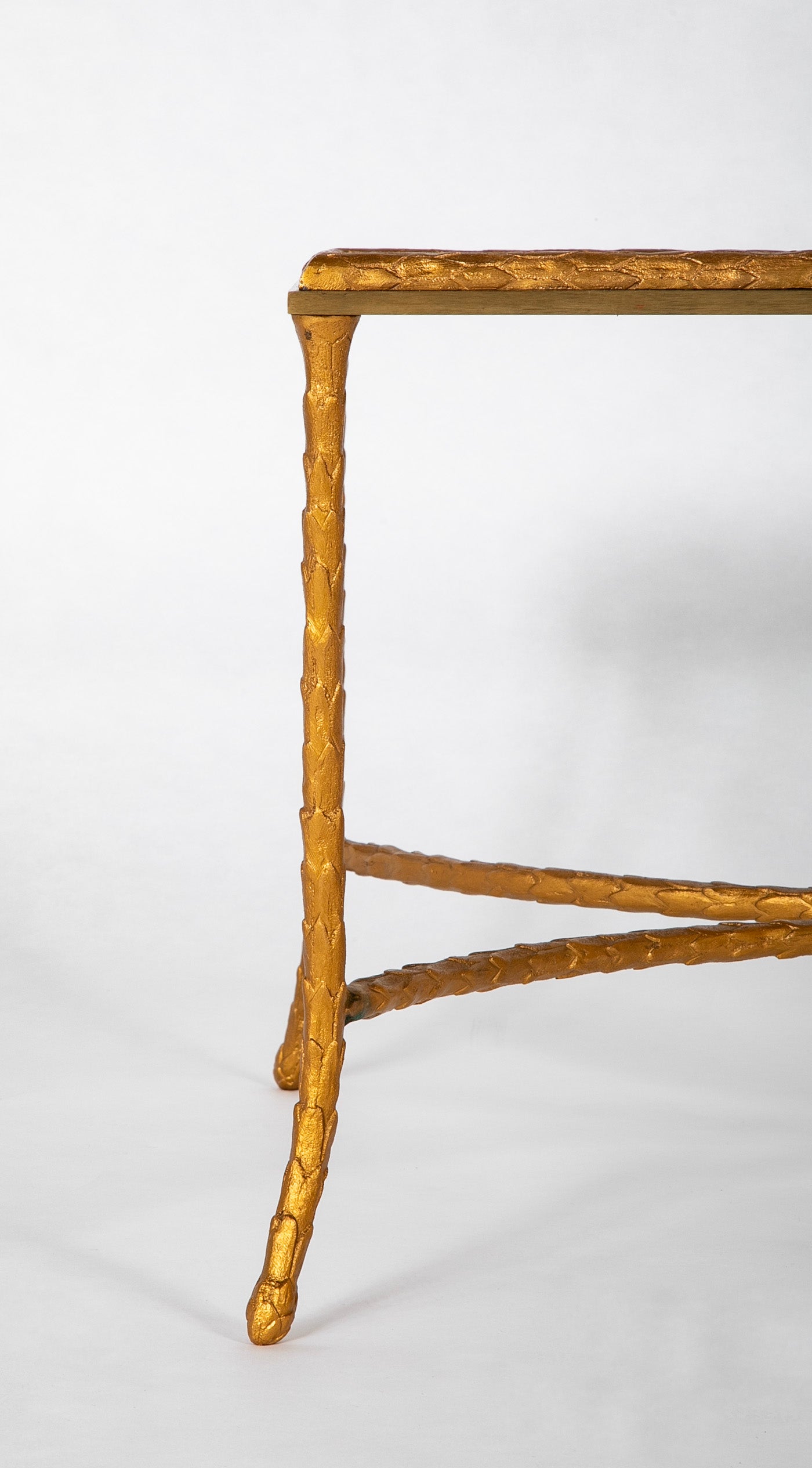 Maison Bagues Gilt Bronze Coffee Table with Arched Stretcher