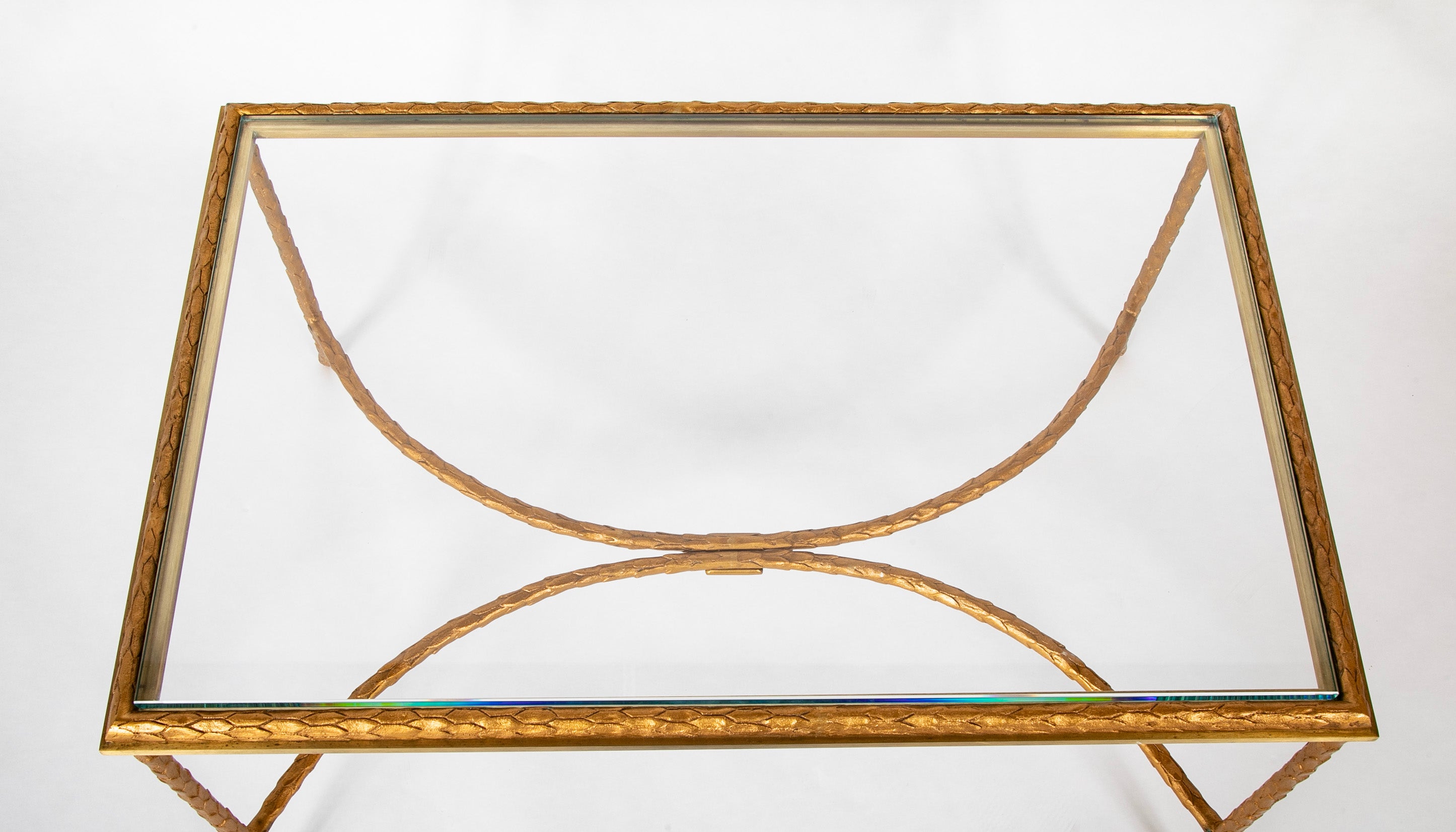 Maison Bagues Gilt Bronze Coffee Table with Arched Stretcher