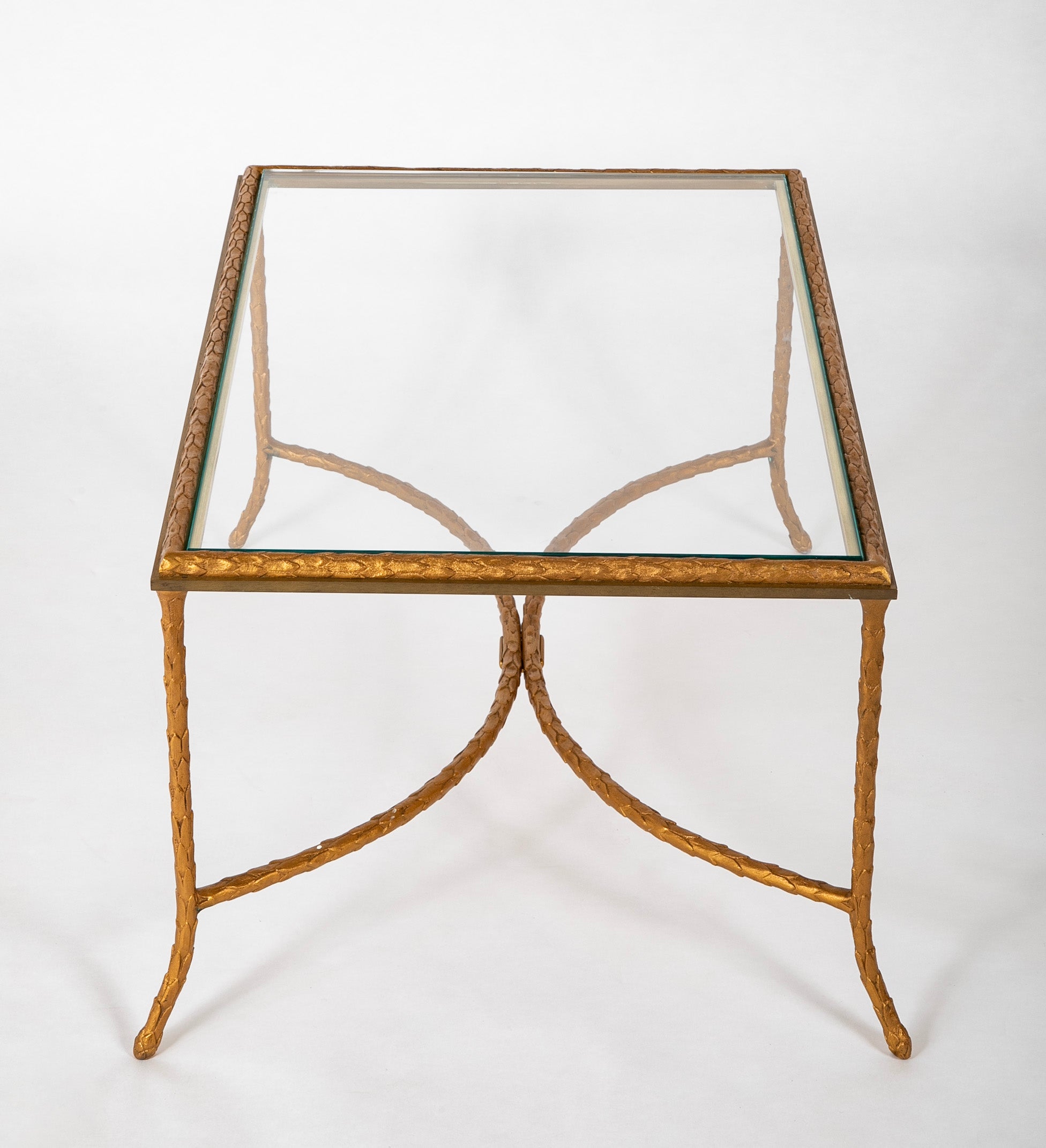 Maison Bagues Gilt Bronze Coffee Table with Arched Stretcher