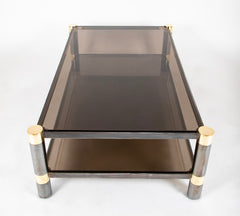 Karl Springer Brass & Glass Coffee Table