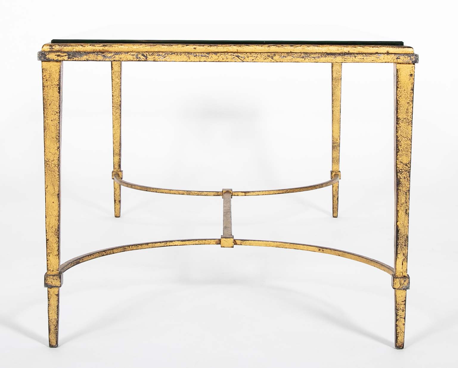 Pair of Gilt Iron & Glass Top Coffee Tables in the Style of Maison Jansen
