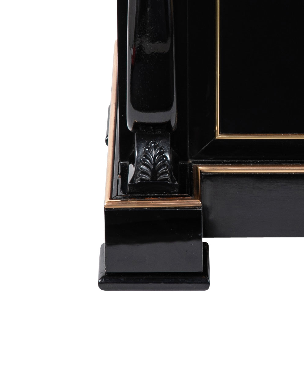 Late 20th Century French Custom Black Lacquer & Brass D'ore Commode