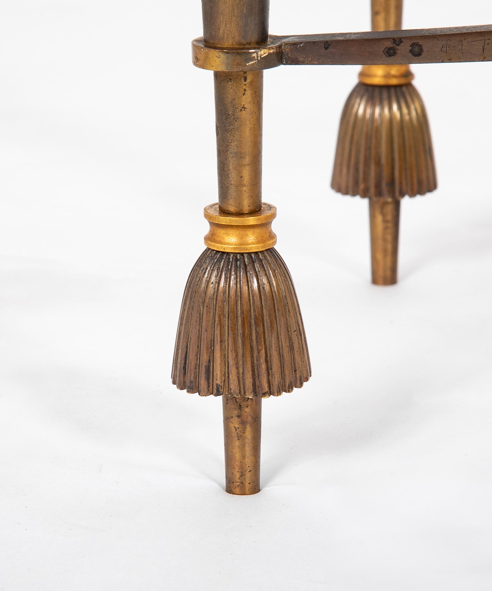 French Patinated Iron Marble Top Console Table In The Manner of Poillerat.