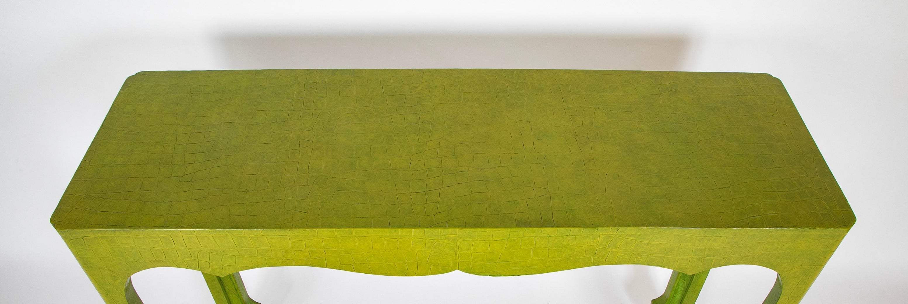 Green Faux Crocodile Console in the Style of Jean Michel Frank