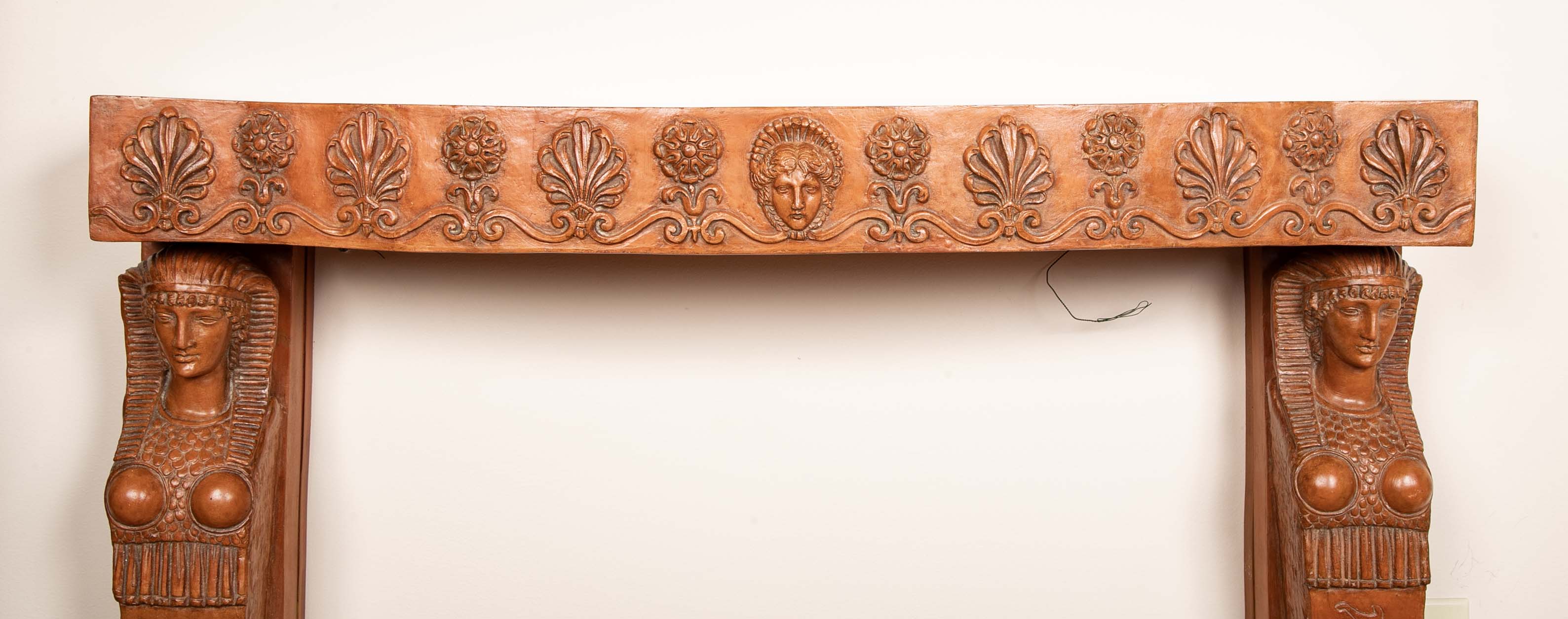 Pair of Egyptian Revival Terracotta Console Tables