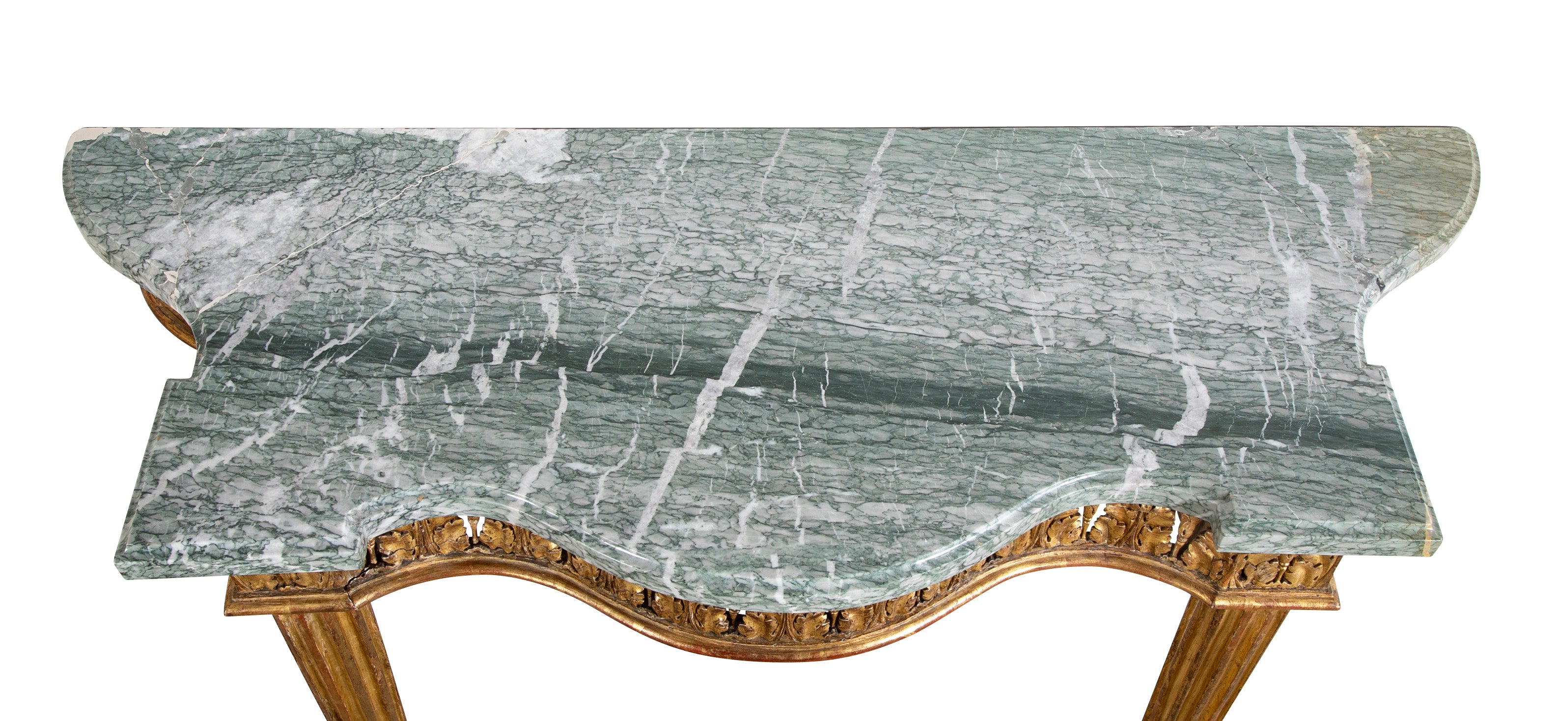 Pair of Giltwood Italian Marble Top Console Tables