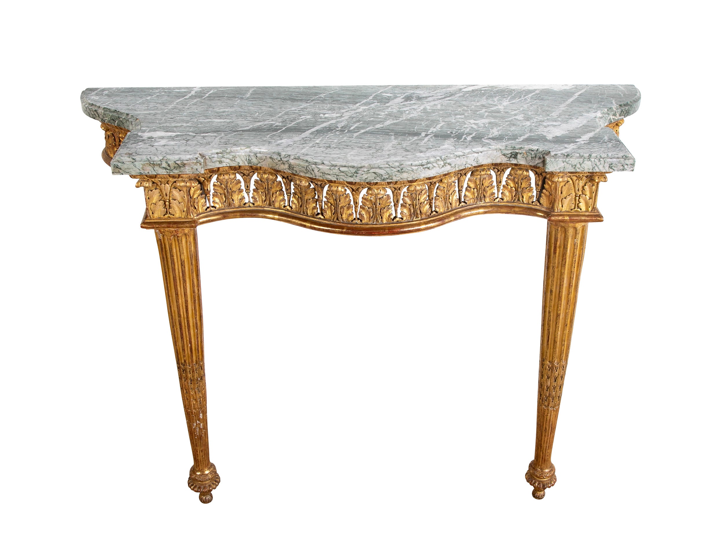Pair of Giltwood Italian Marble Top Console Tables