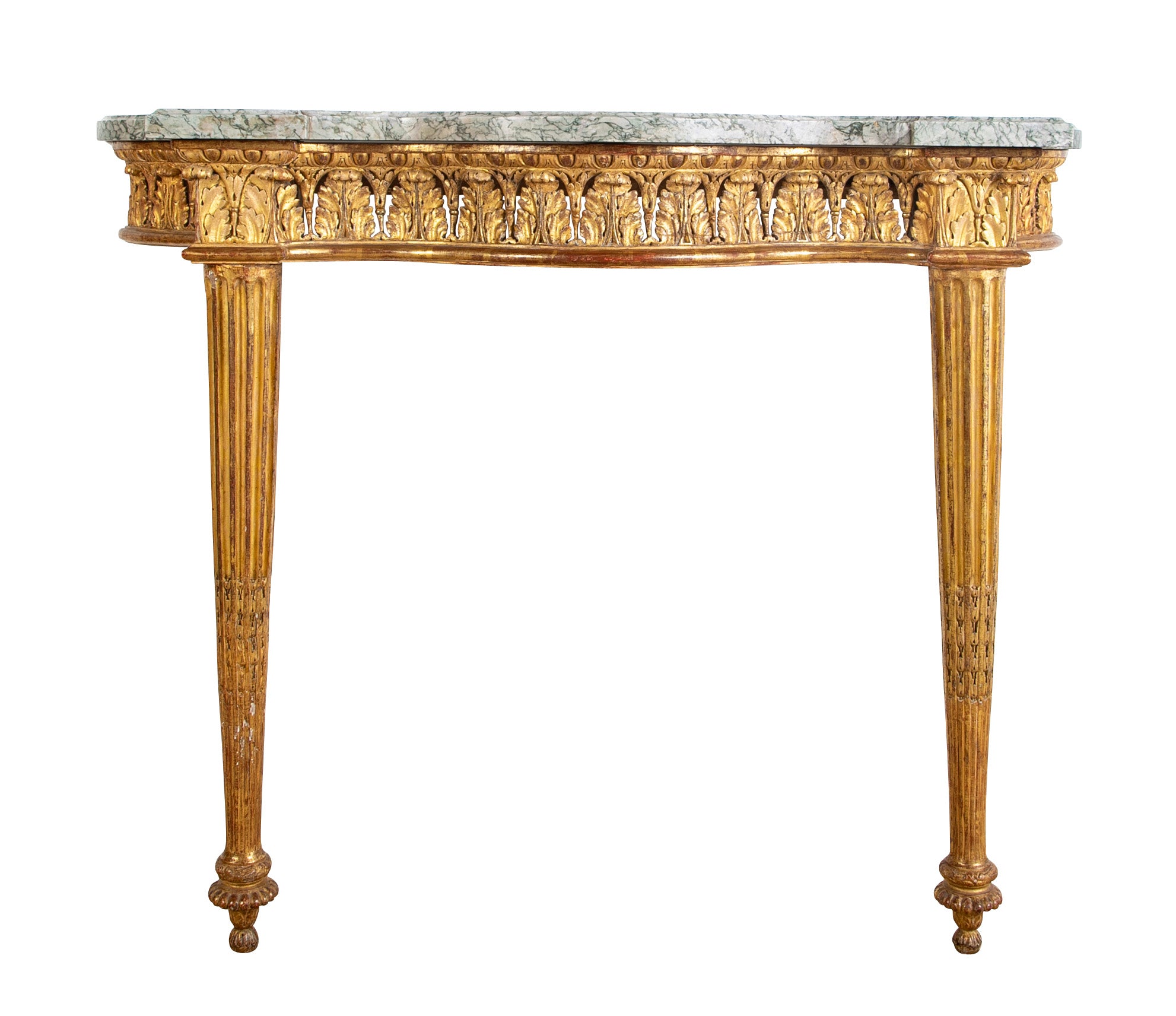 Pair of Giltwood Italian Marble Top Console Tables