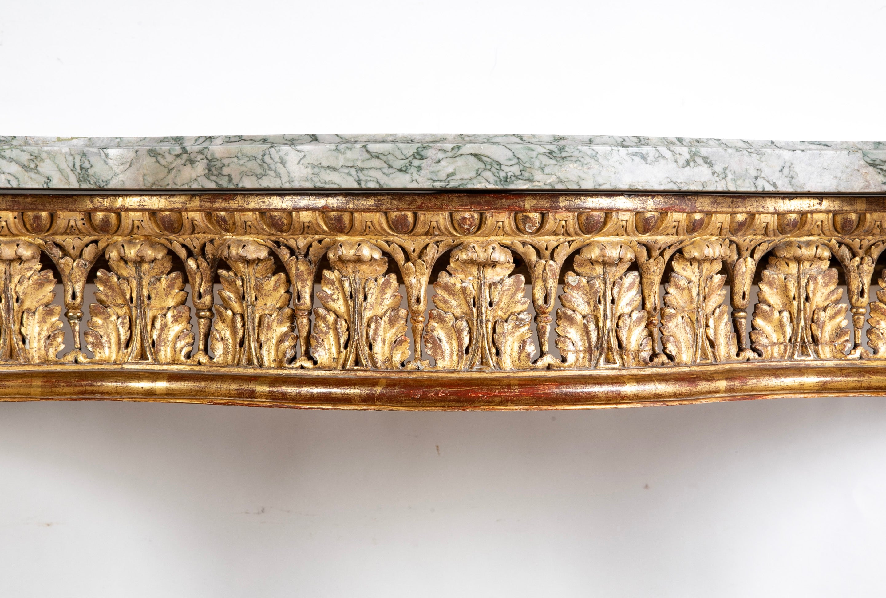 Pair of Giltwood Italian Marble Top Console Tables