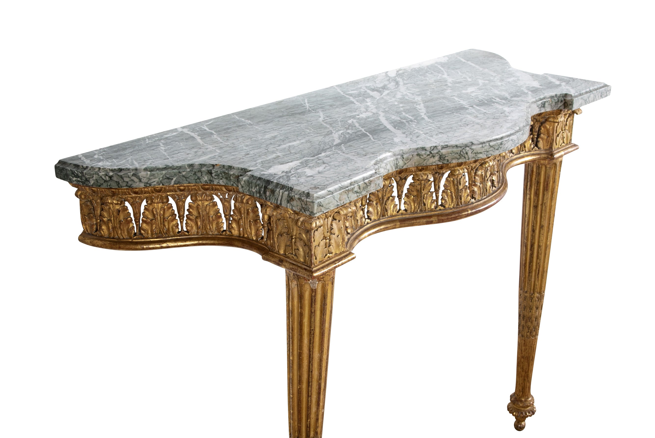 Pair of Giltwood Italian Marble Top Console Tables