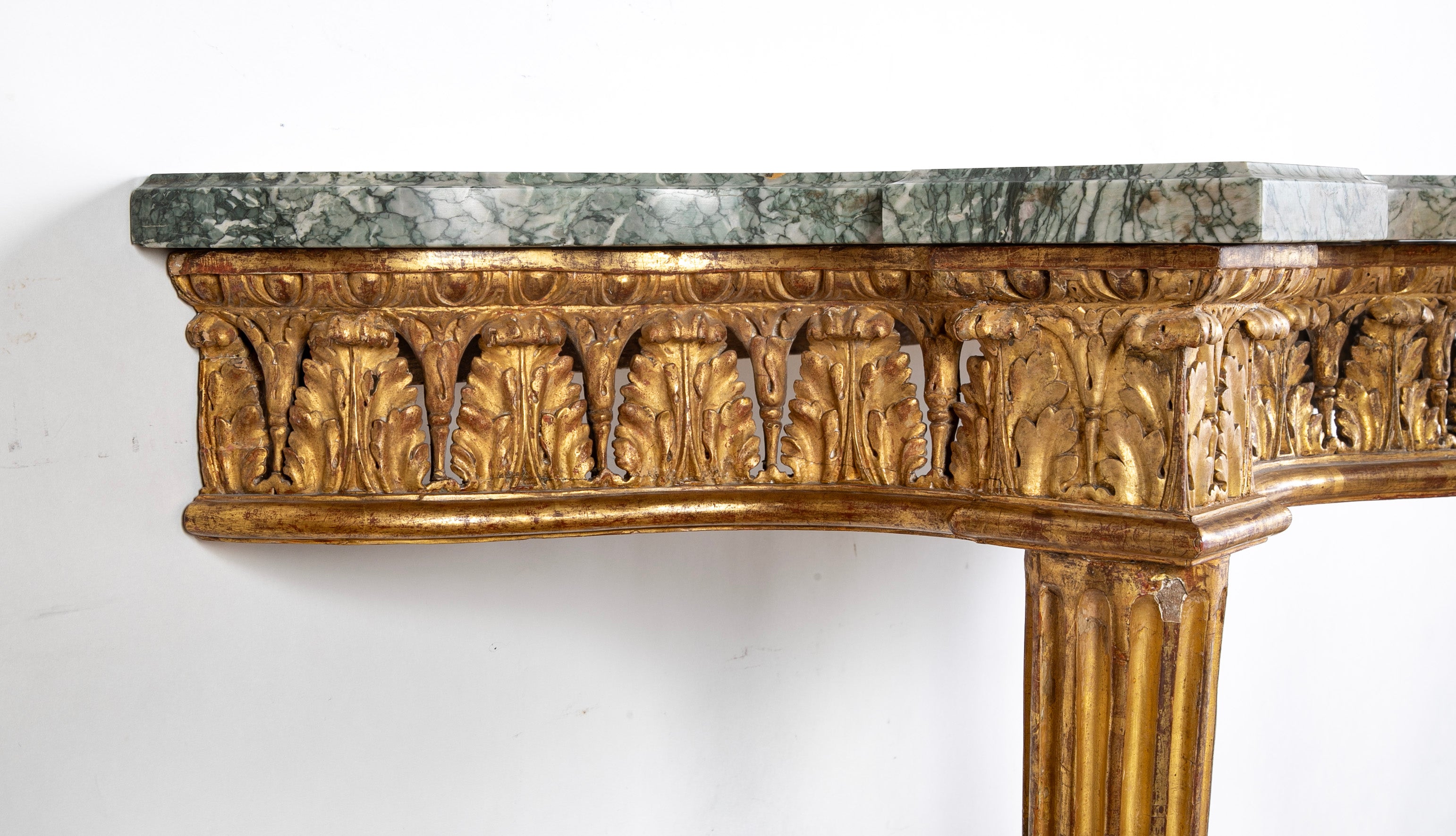 Pair of Giltwood Italian Marble Top Console Tables