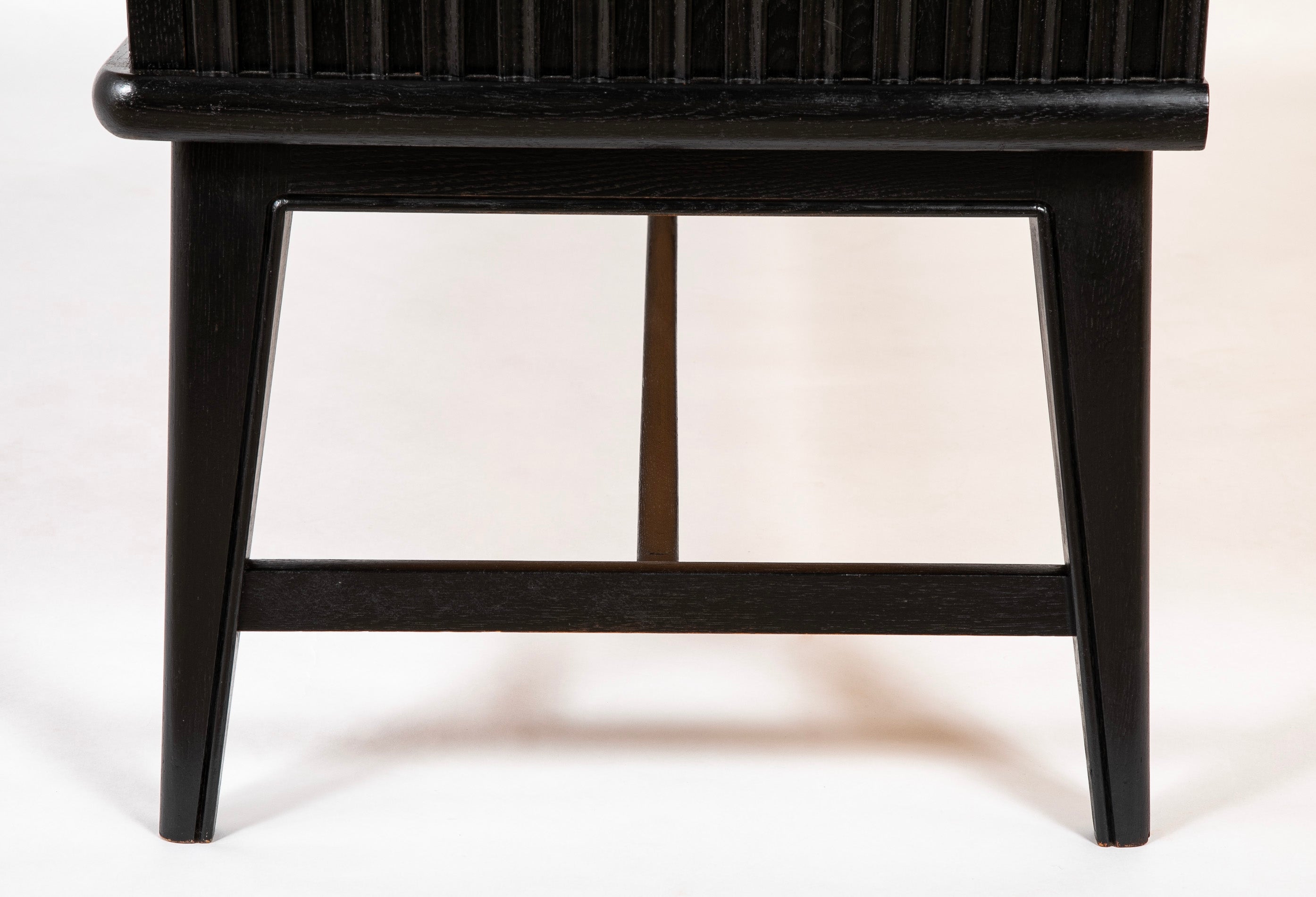 Swedish Black Lacquer Three Door Cabinet Attributed to Oscar Nilsson