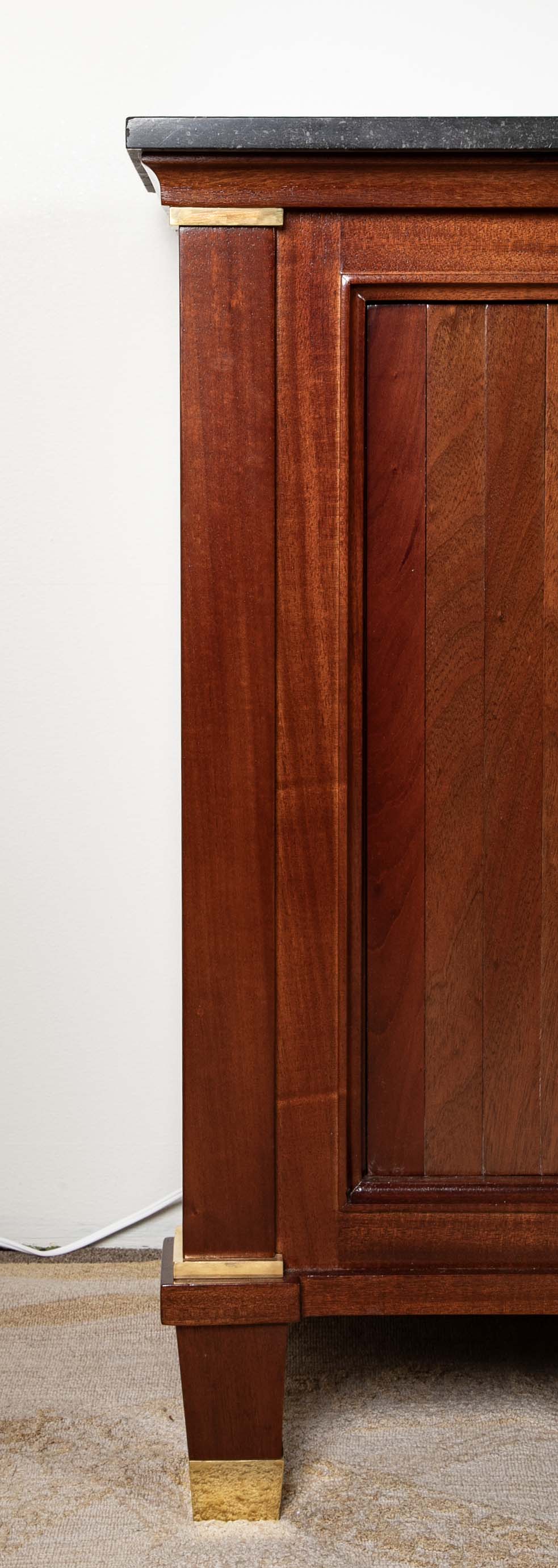Jacques Quinet Style Mahogany Tambour Door Credenza