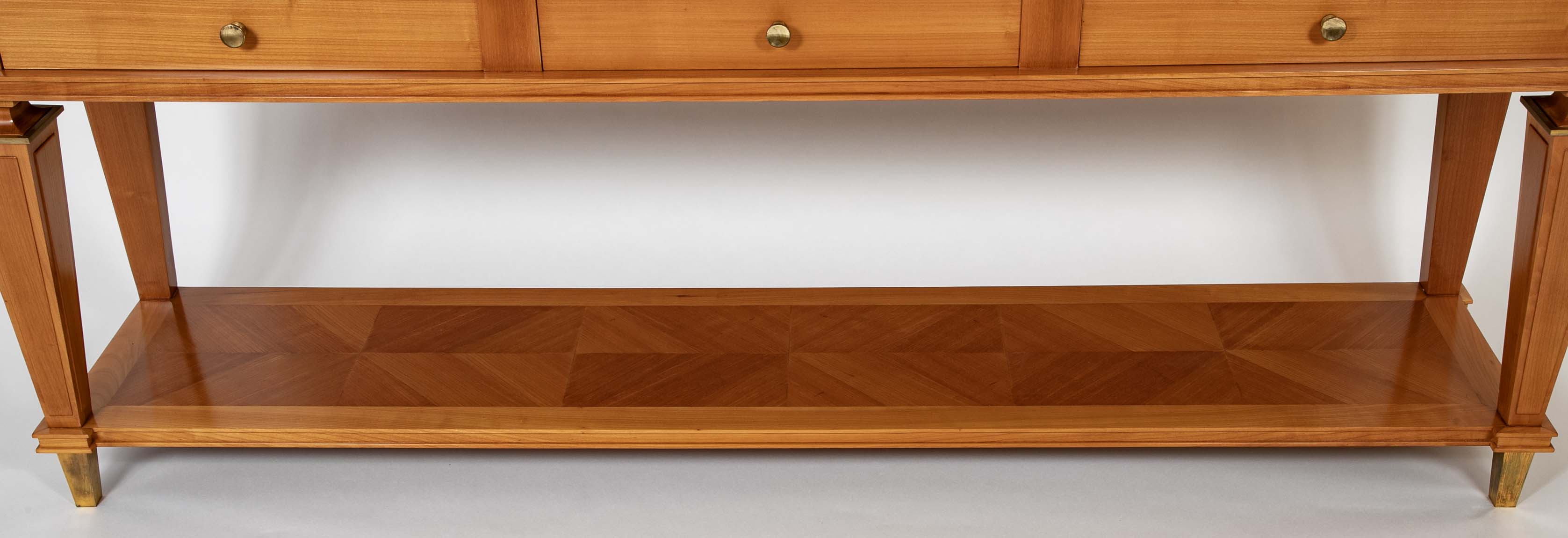 Jean Pascaud Blond Mahogany Credenza with Ormolu Sun Masks by Vadim Androusou