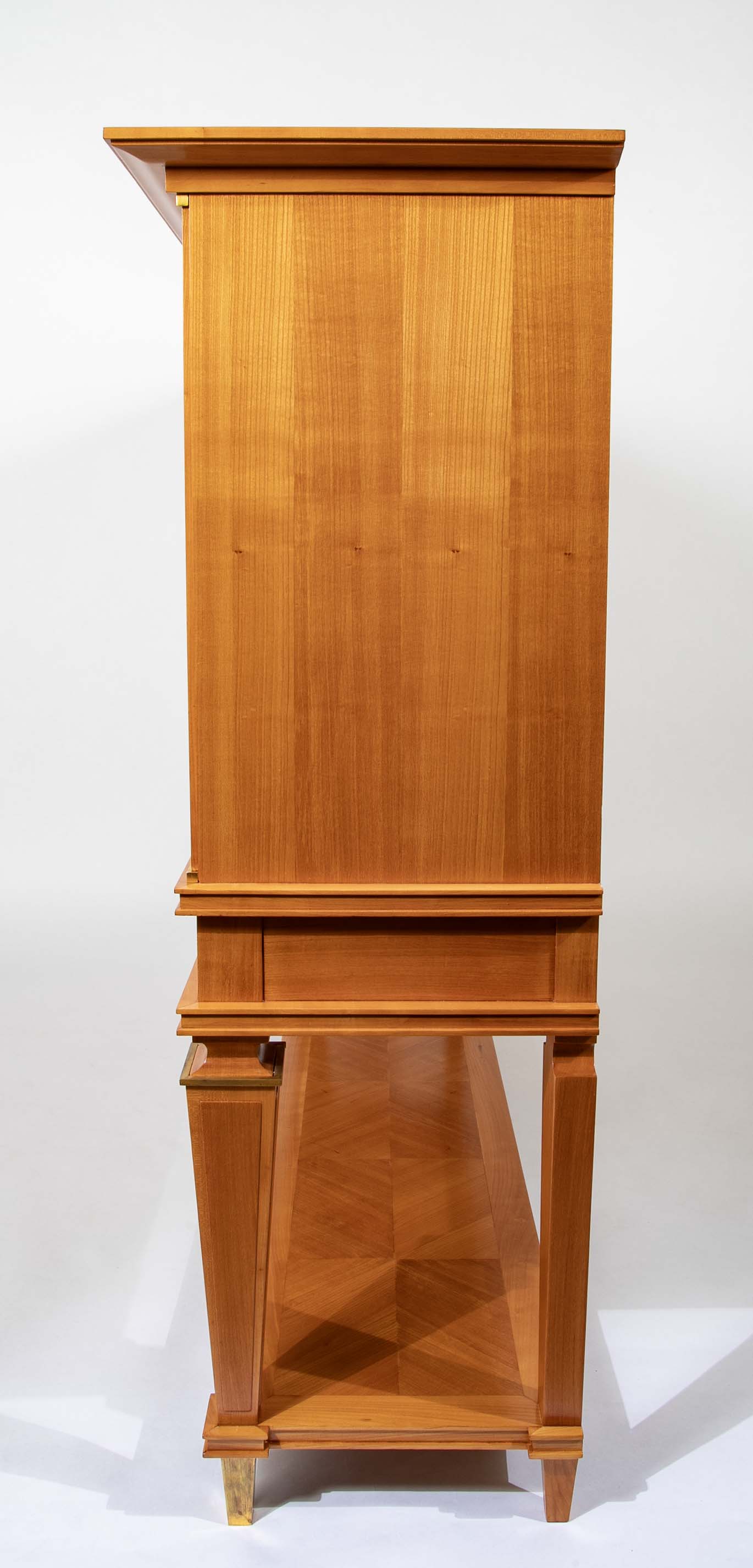 Jean Pascaud Blond Mahogany Credenza with Ormolu Sun Masks by Vadim Androusou