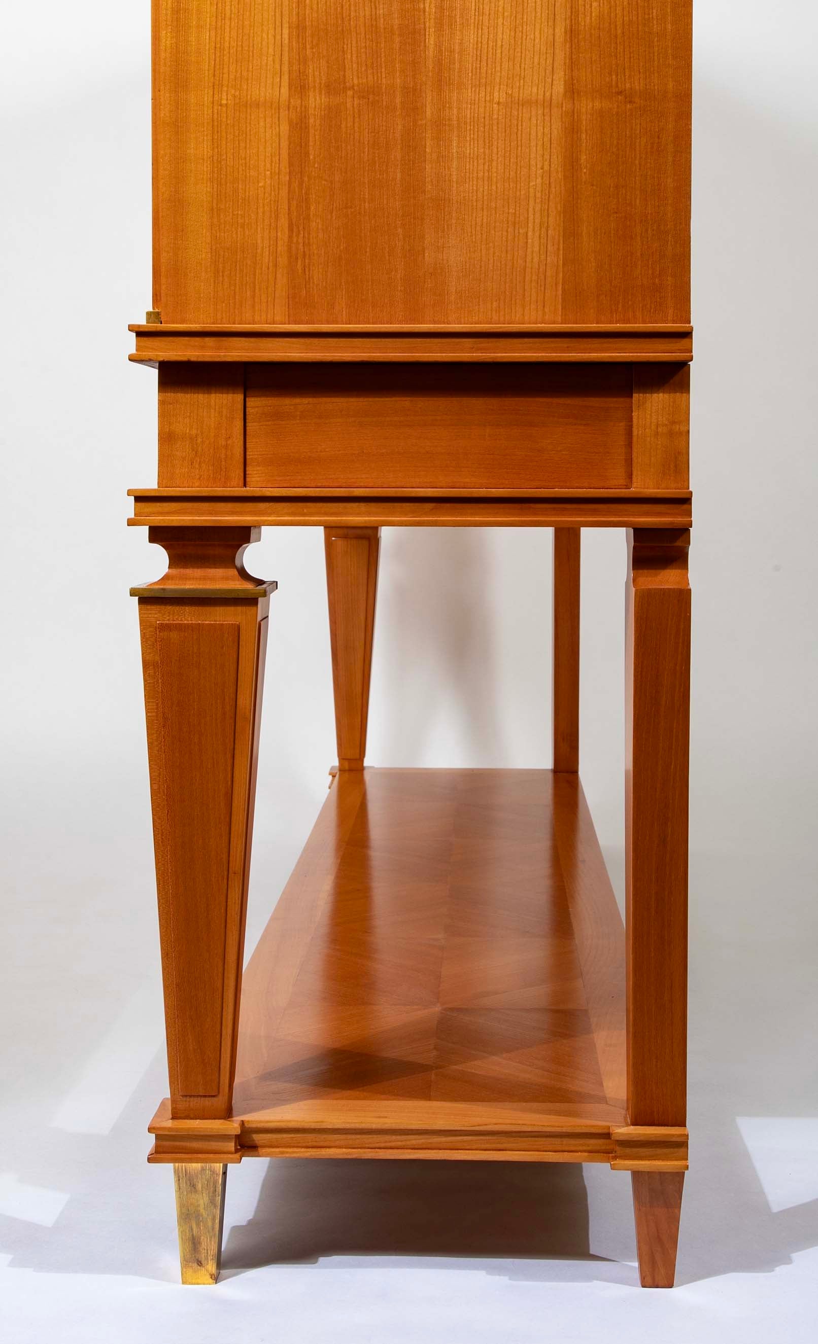 Jean Pascaud Blond Mahogany Credenza with Ormolu Sun Masks by Vadim Androusou