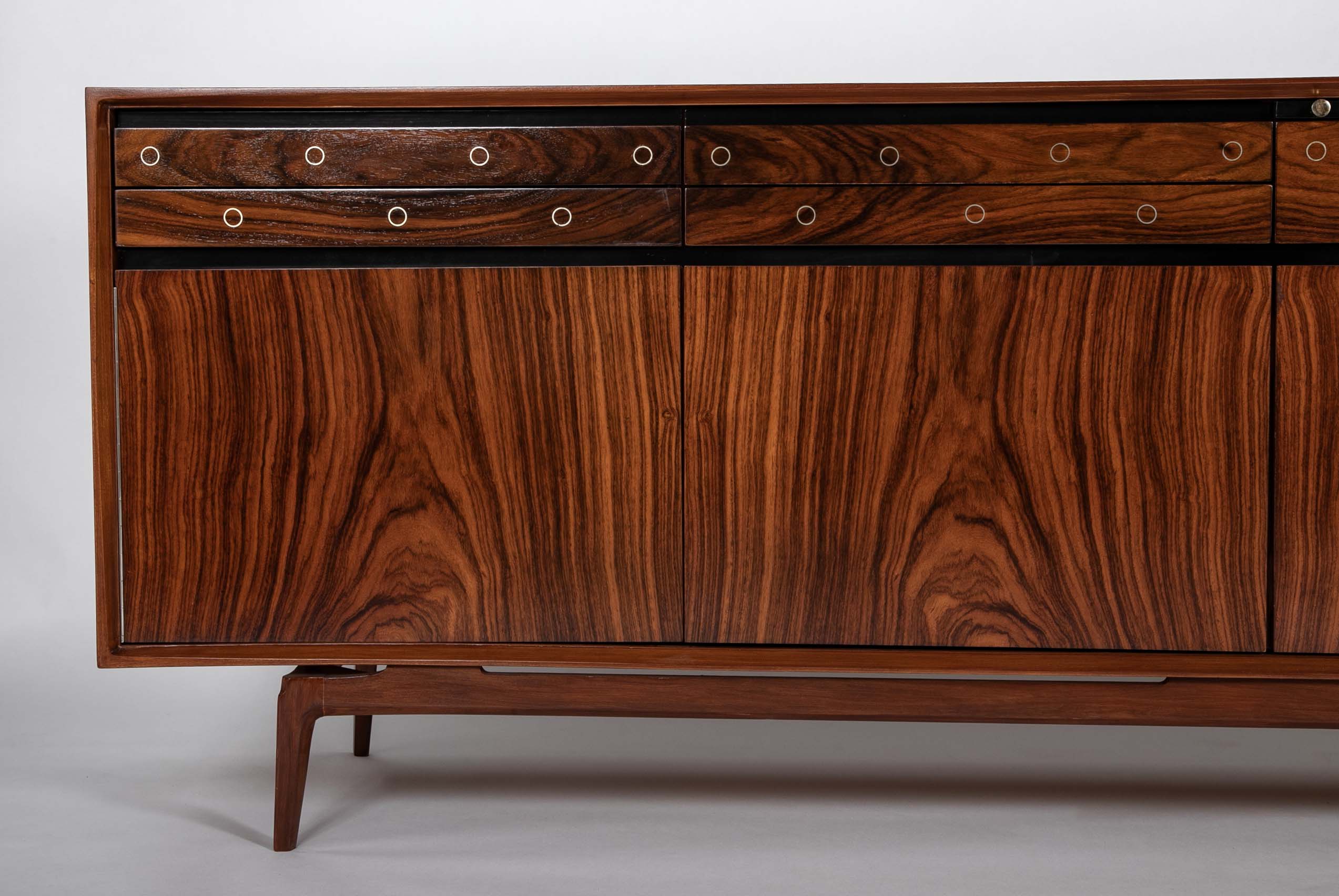 "Madison" De Coene Freres Credenza / Sideboard in Walnut & Rosewood with Fitted Drawers