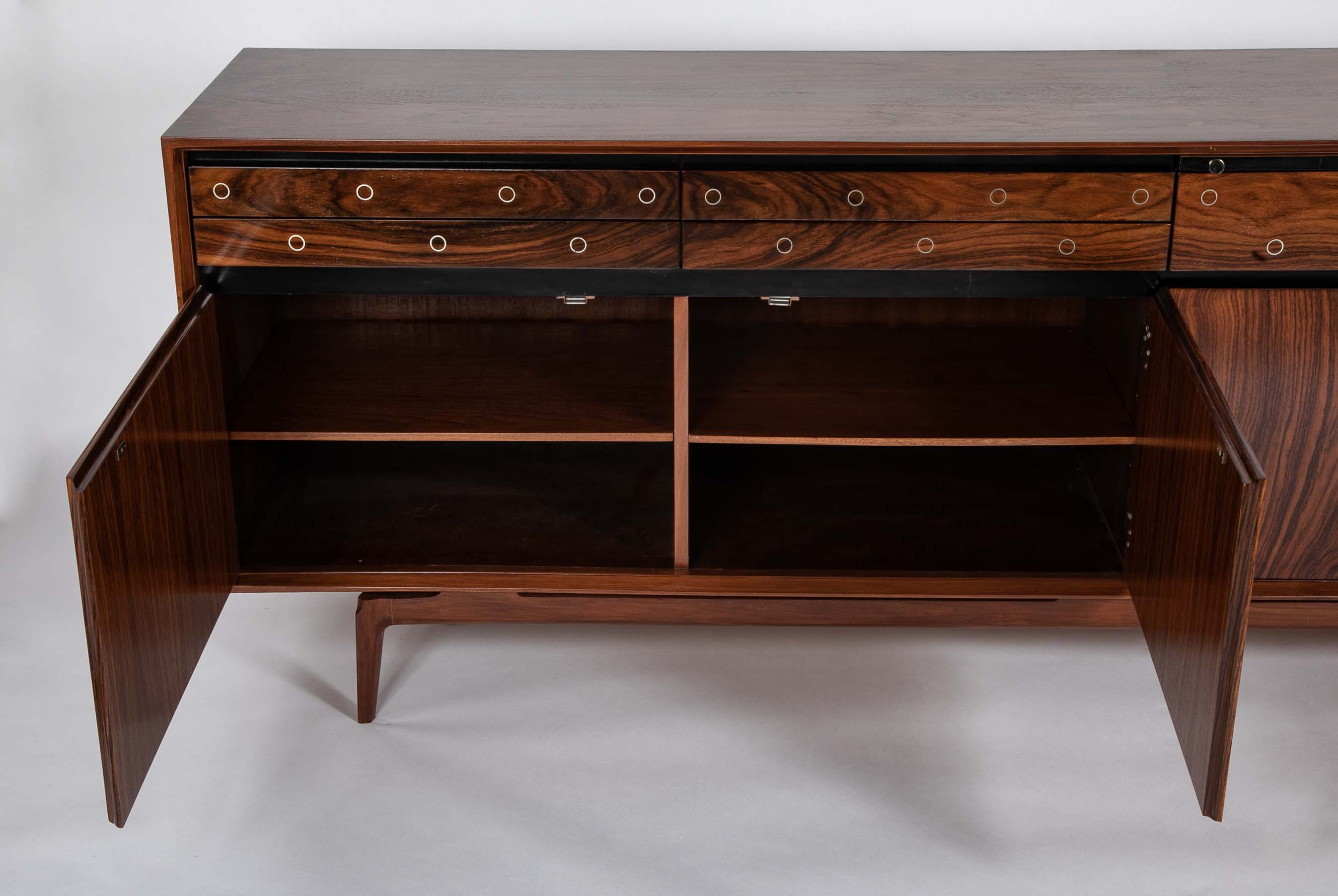 "Madison" De Coene Freres Credenza / Sideboard in Walnut & Rosewood with Fitted Drawers