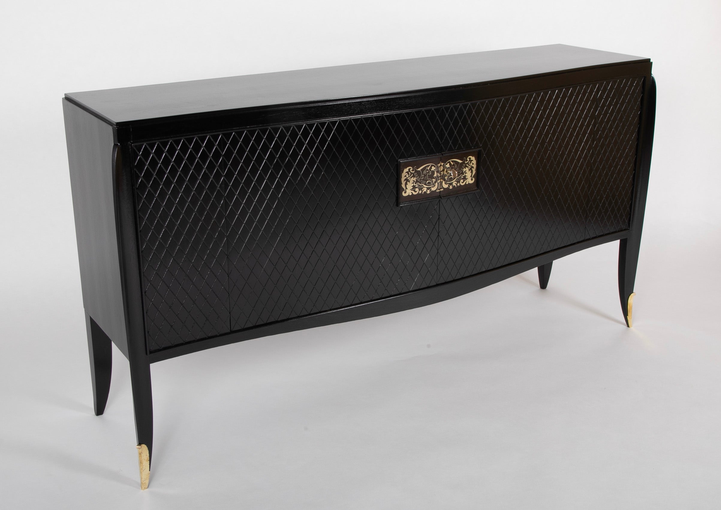 A Jean Pascaud Ebonized Two Door Buffet Cabinet
