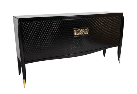 A Jean Pascaud Ebonized Two Door Buffet Cabinet