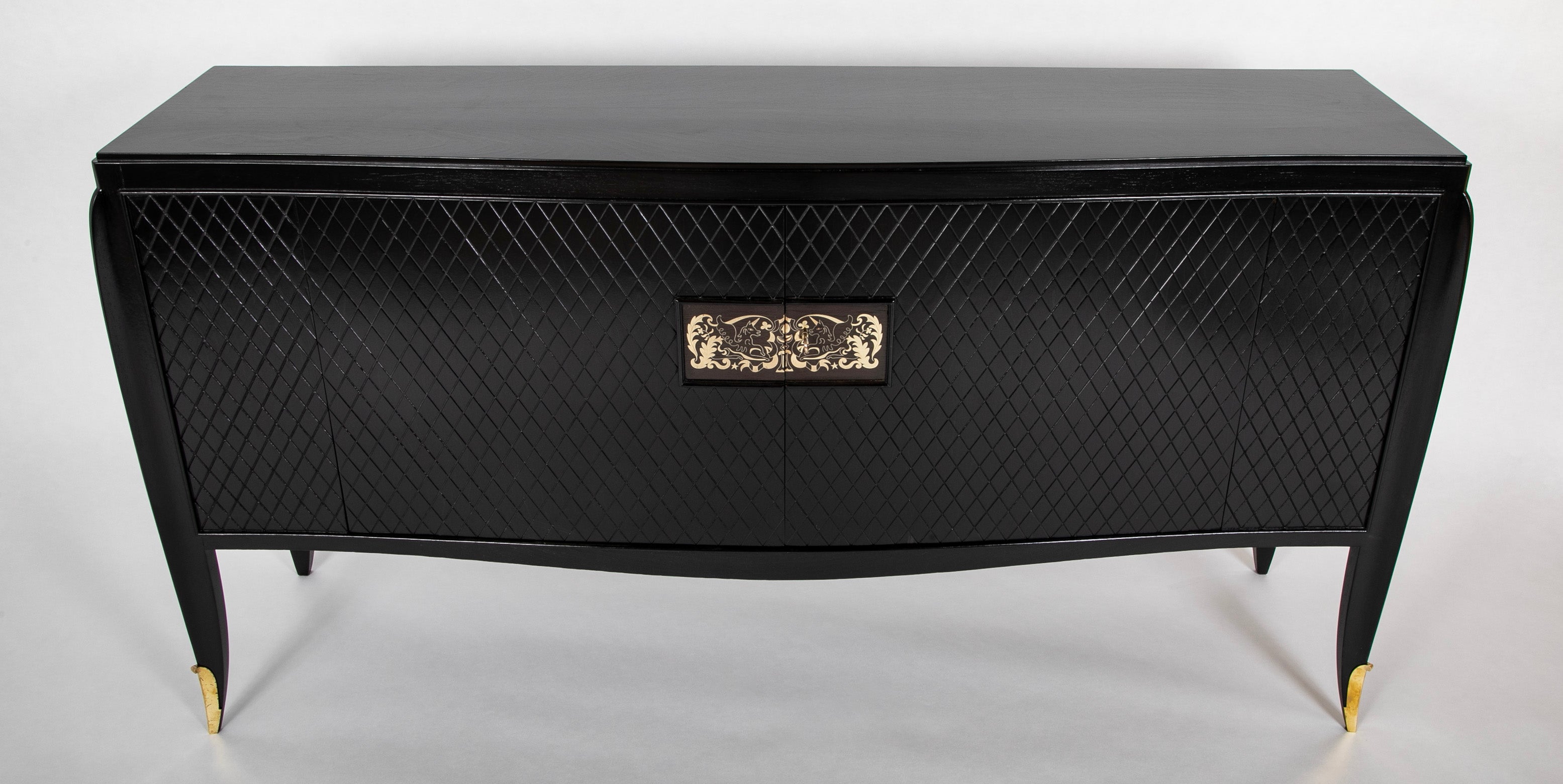 A Jean Pascaud Ebonized Two Door Buffet Cabinet