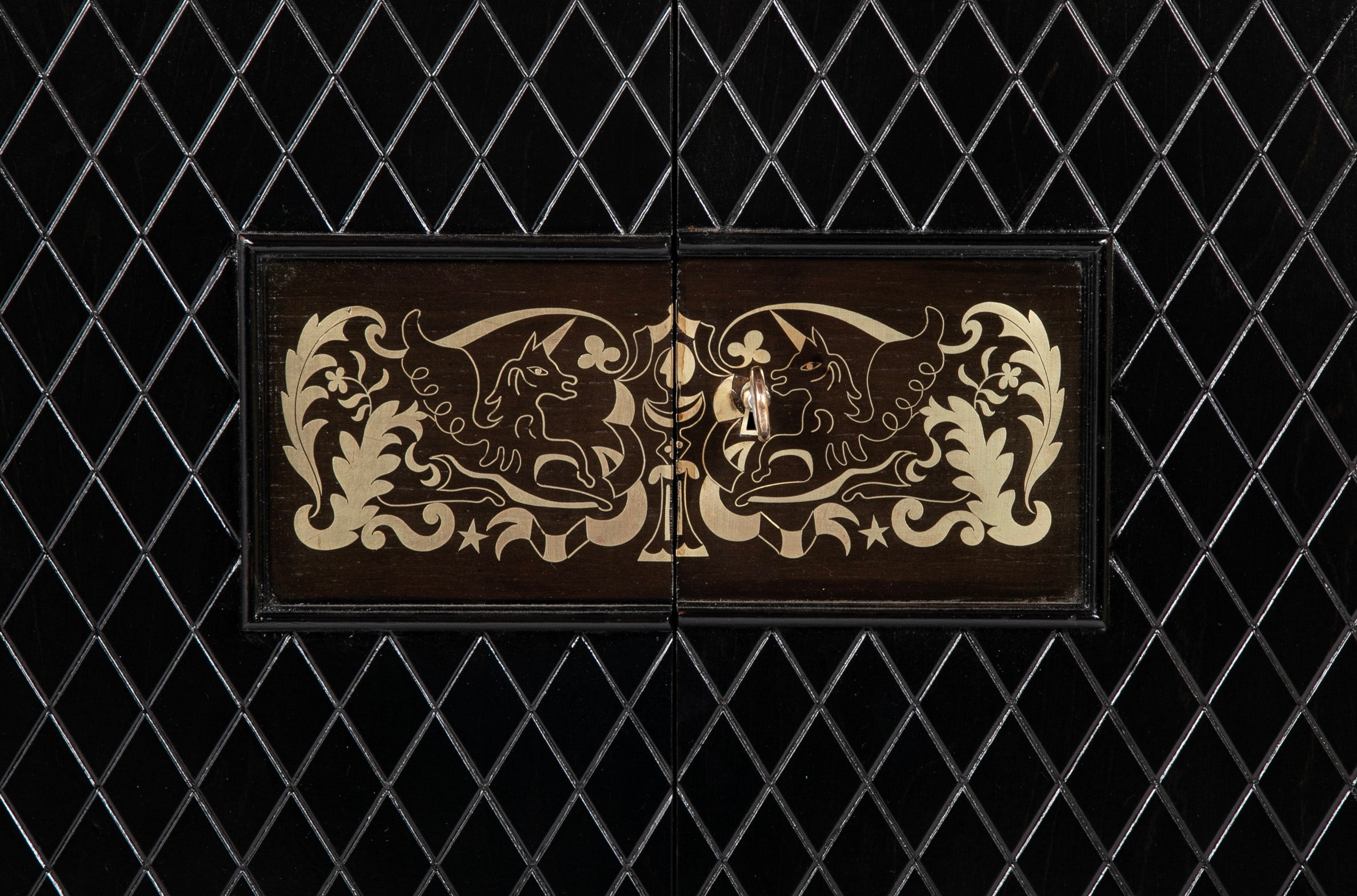 A Jean Pascaud Ebonized Two Door Buffet Cabinet
