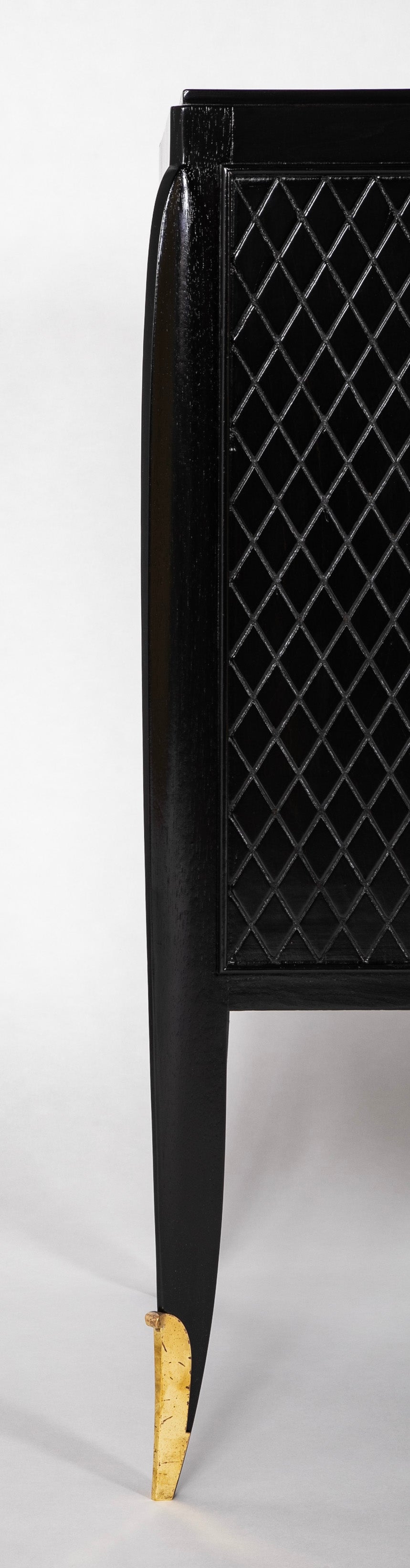 A Jean Pascaud Ebonized Two Door Buffet Cabinet