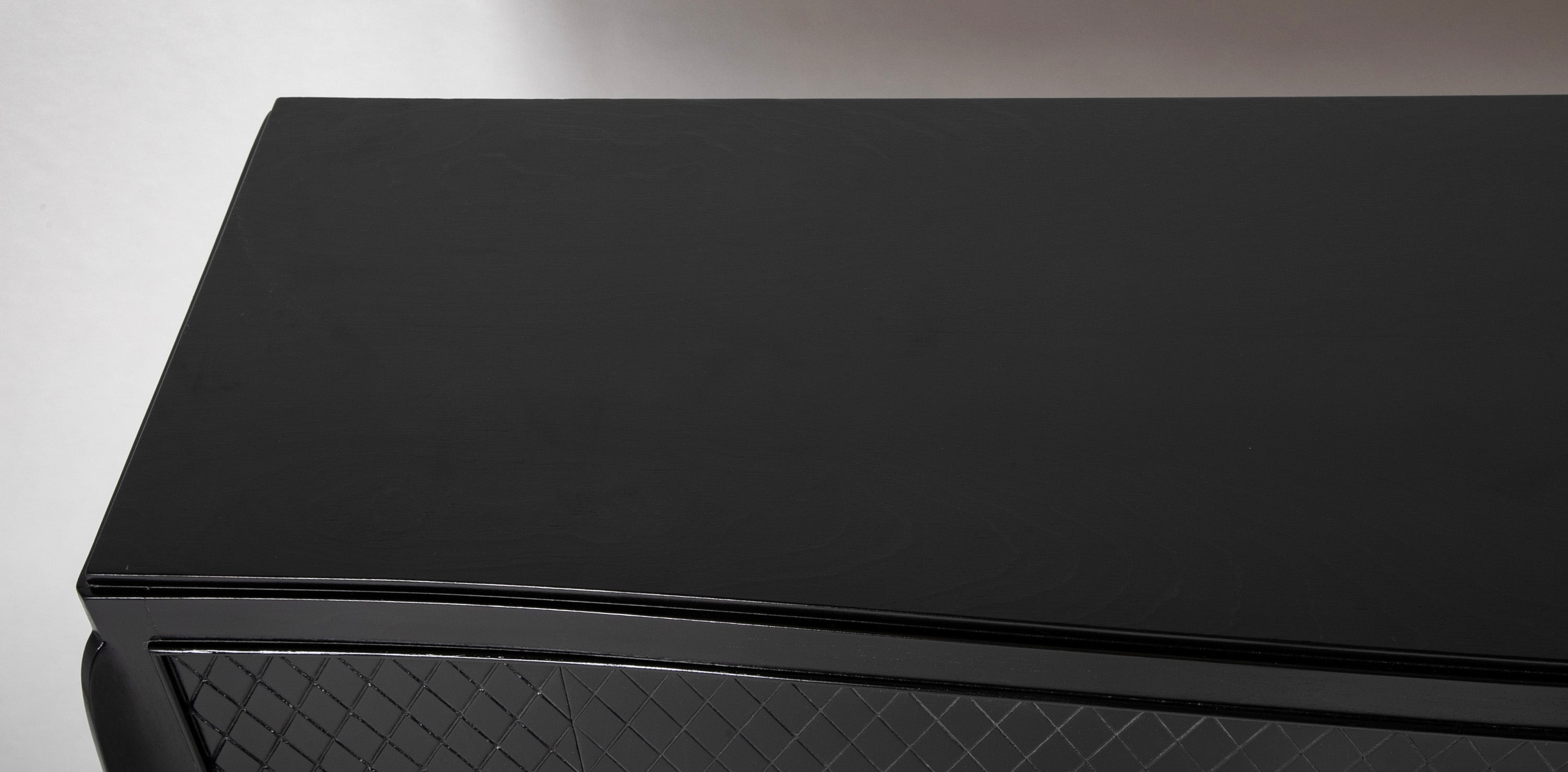 A Jean Pascaud Ebonized Two Door Buffet Cabinet