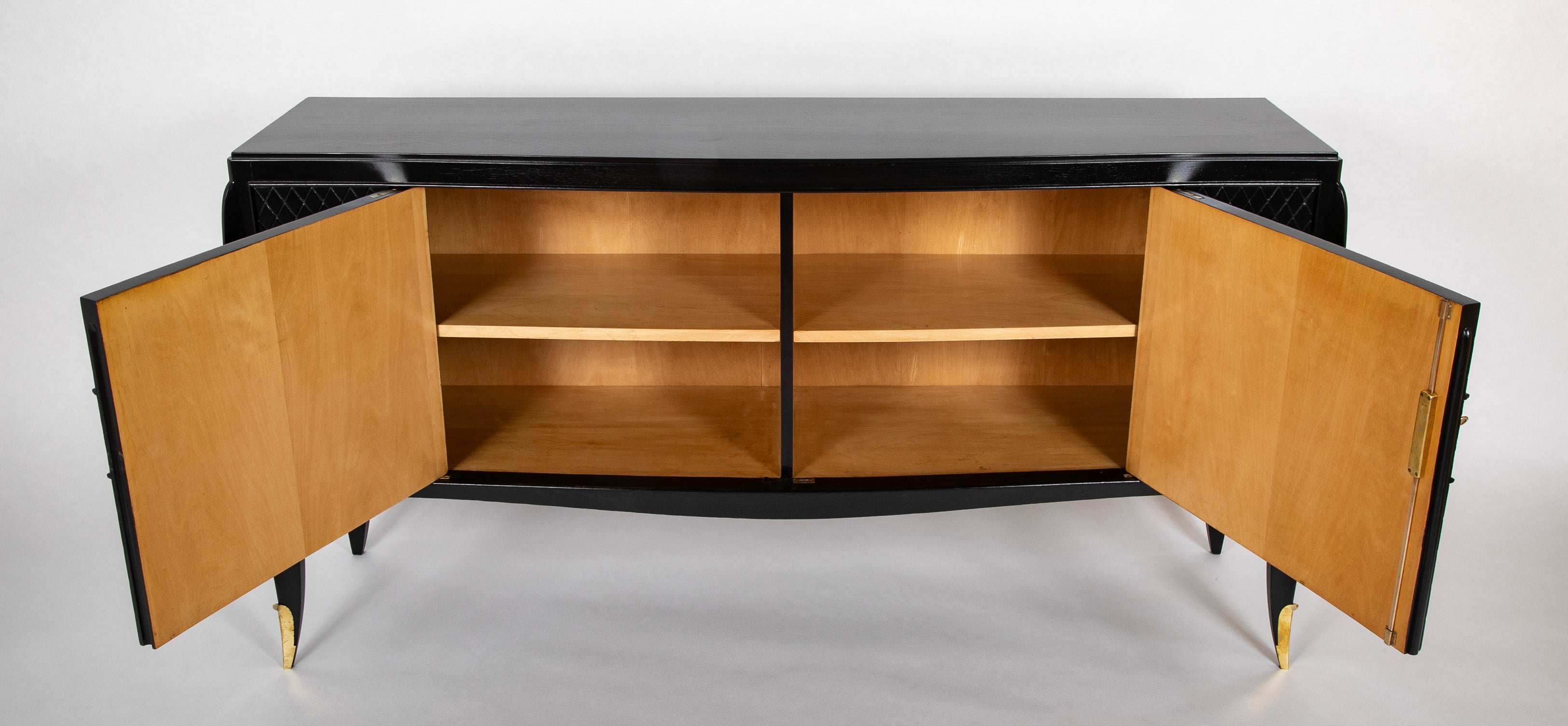 A Jean Pascaud Ebonized Two Door Buffet Cabinet