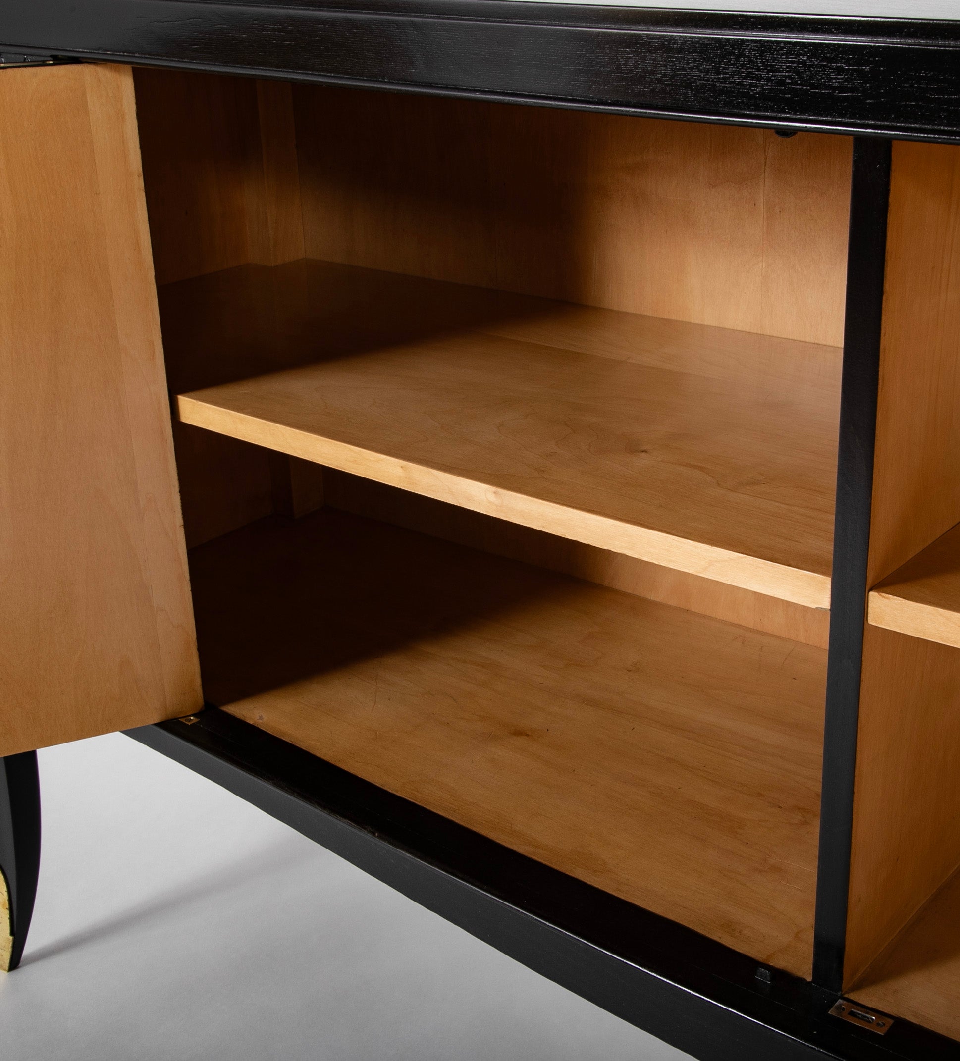 A Jean Pascaud Ebonized Two Door Buffet Cabinet