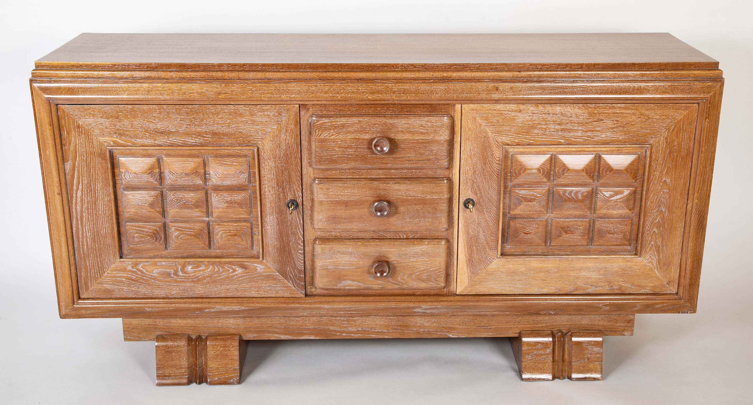 Cerused Oak Credenza Attributed to Charles Dudouyt