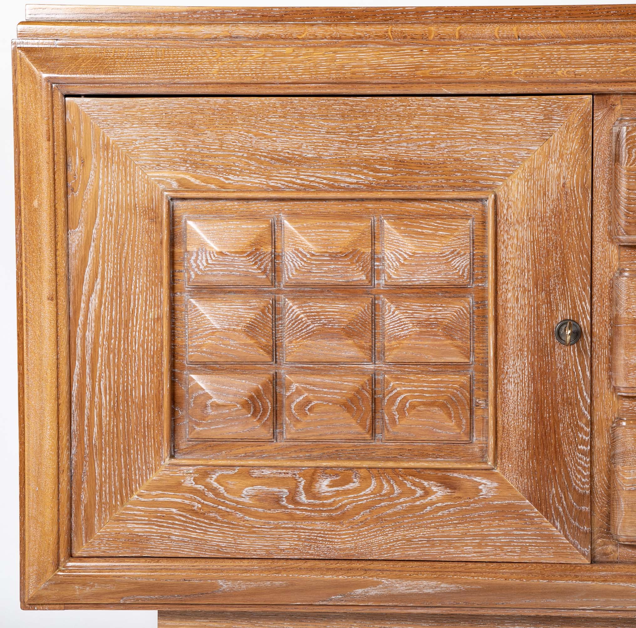 Cerused Oak Credenza Attributed to Charles Dudouyt