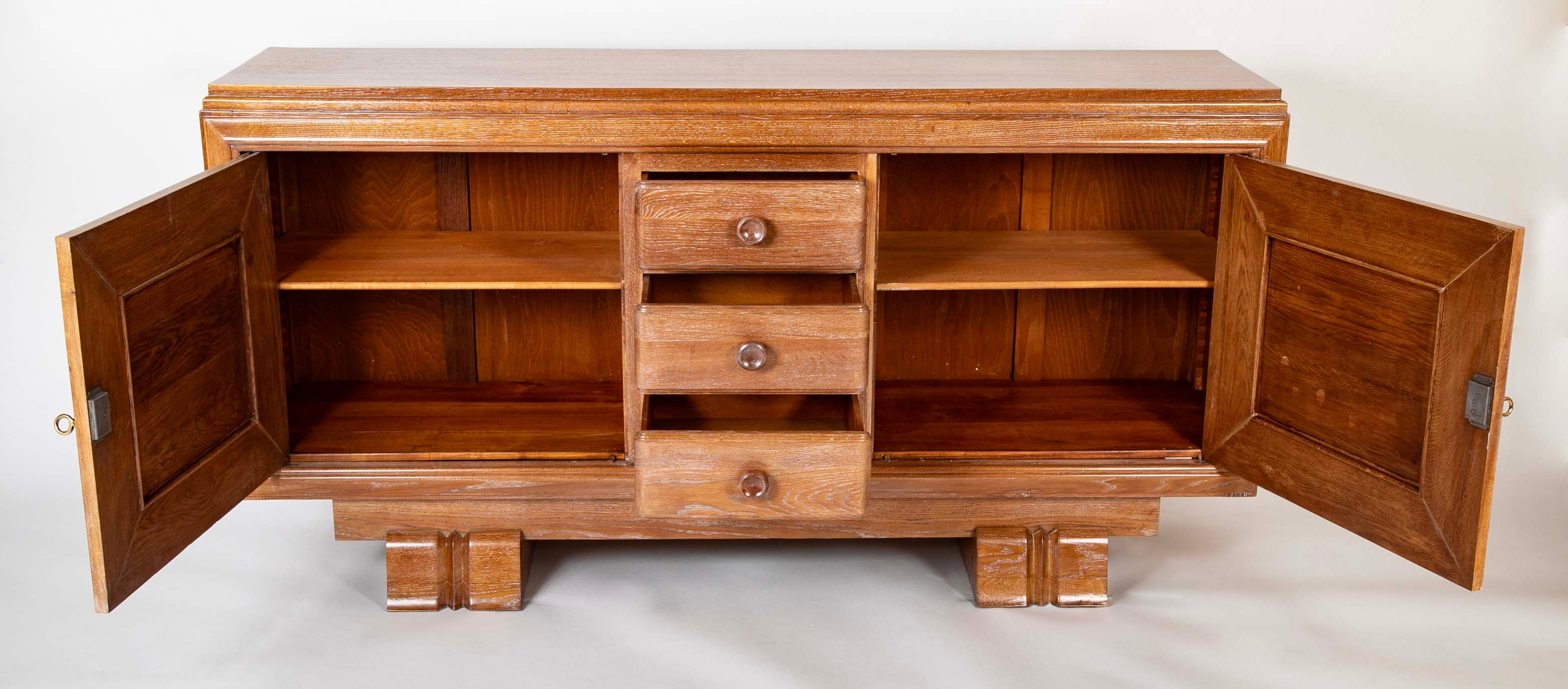Cerused Oak Credenza Attributed to Charles Dudouyt