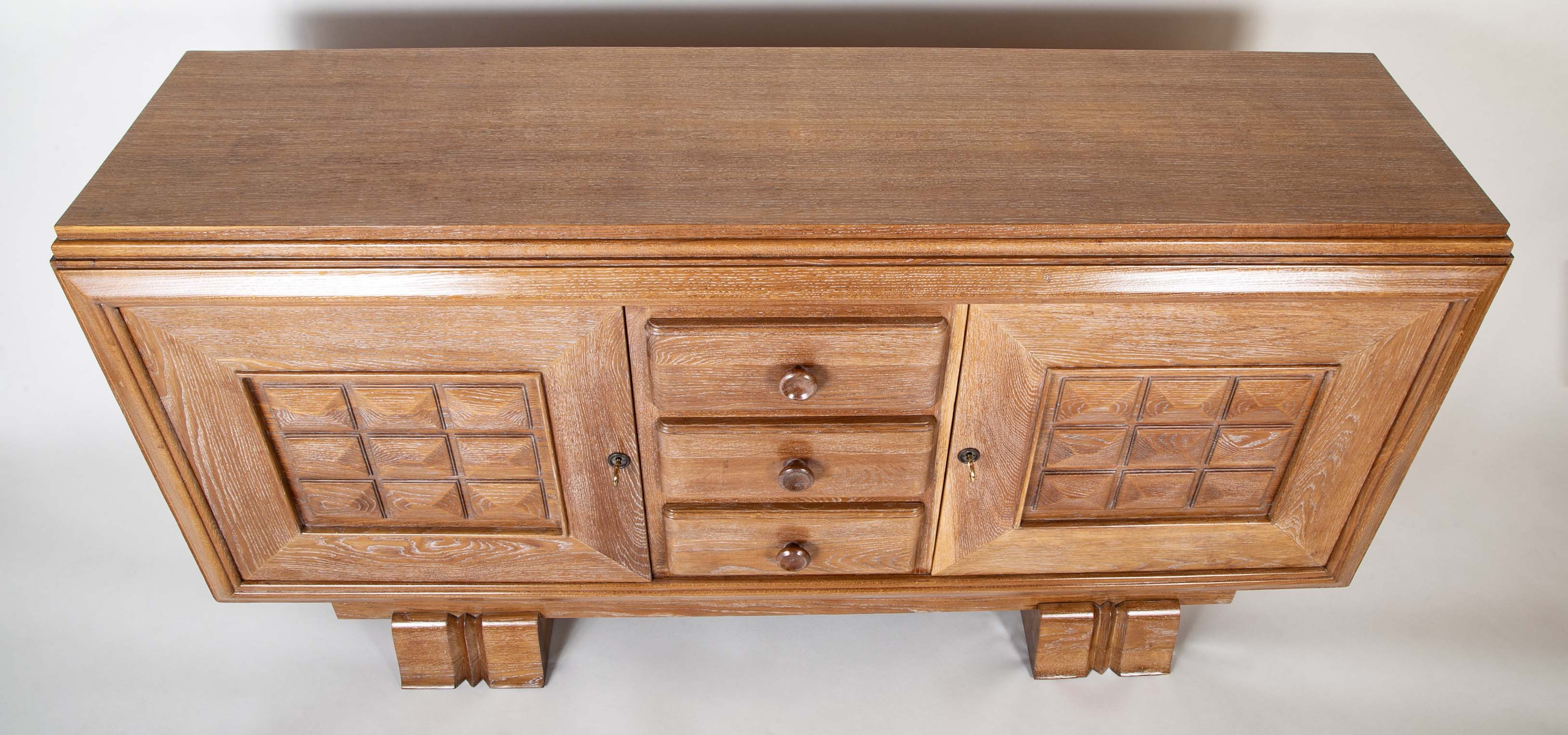 Cerused Oak Credenza Attributed to Charles Dudouyt
