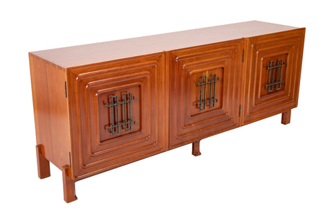 Mid-Century Walnut Three Door Credenza Designed by Edmund Spence